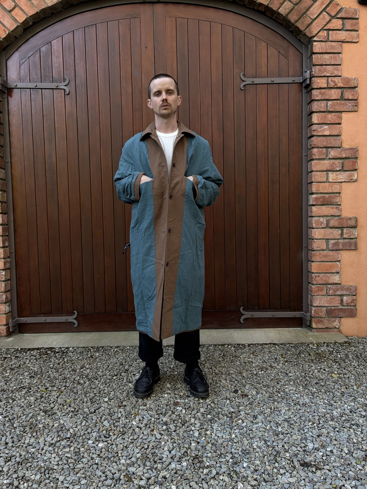 Frank Leder Reversible Coat in Brown Teal — Nubes Shop