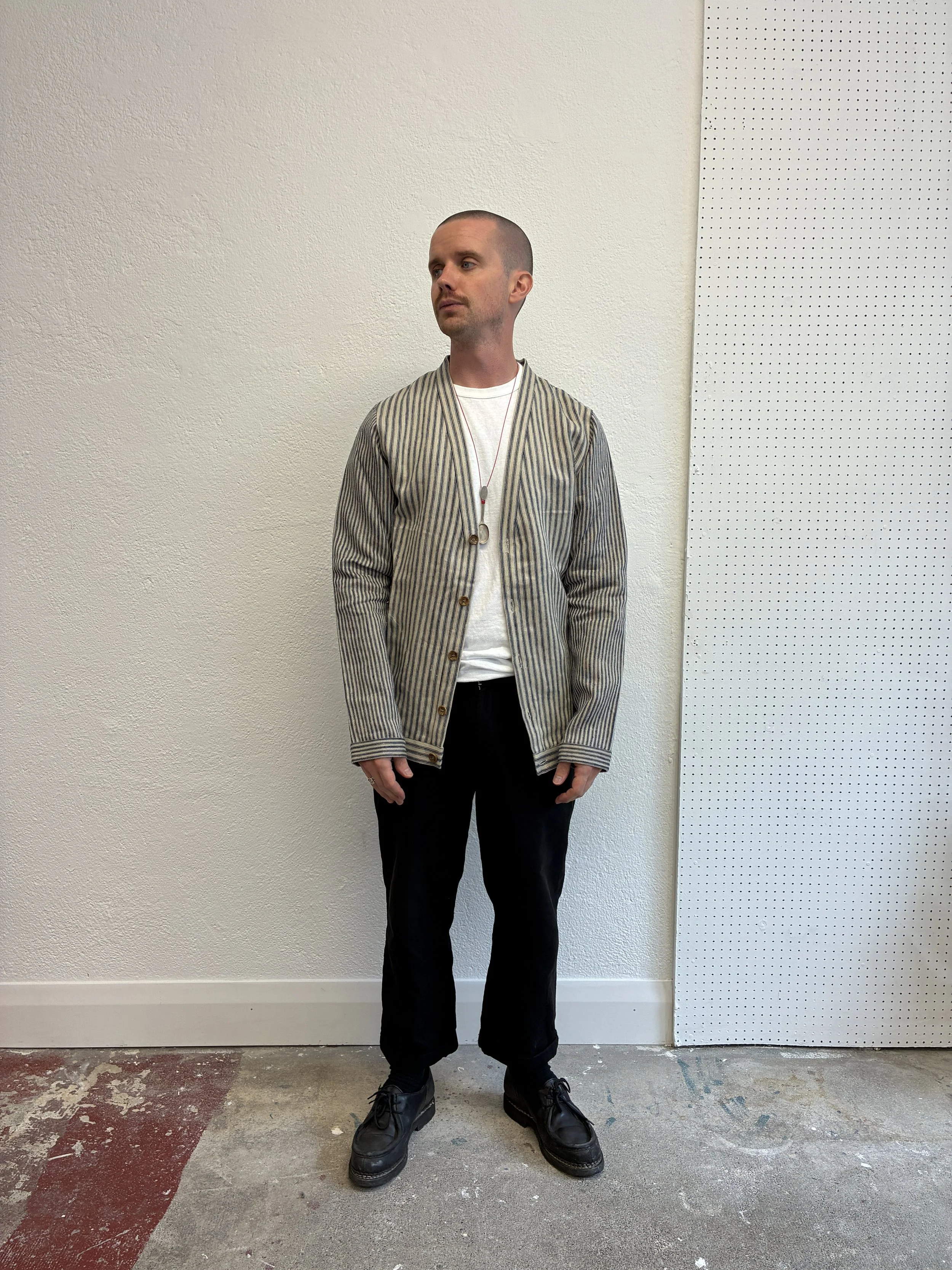 Frank Leder Linen Cardigan Jacket | Striped