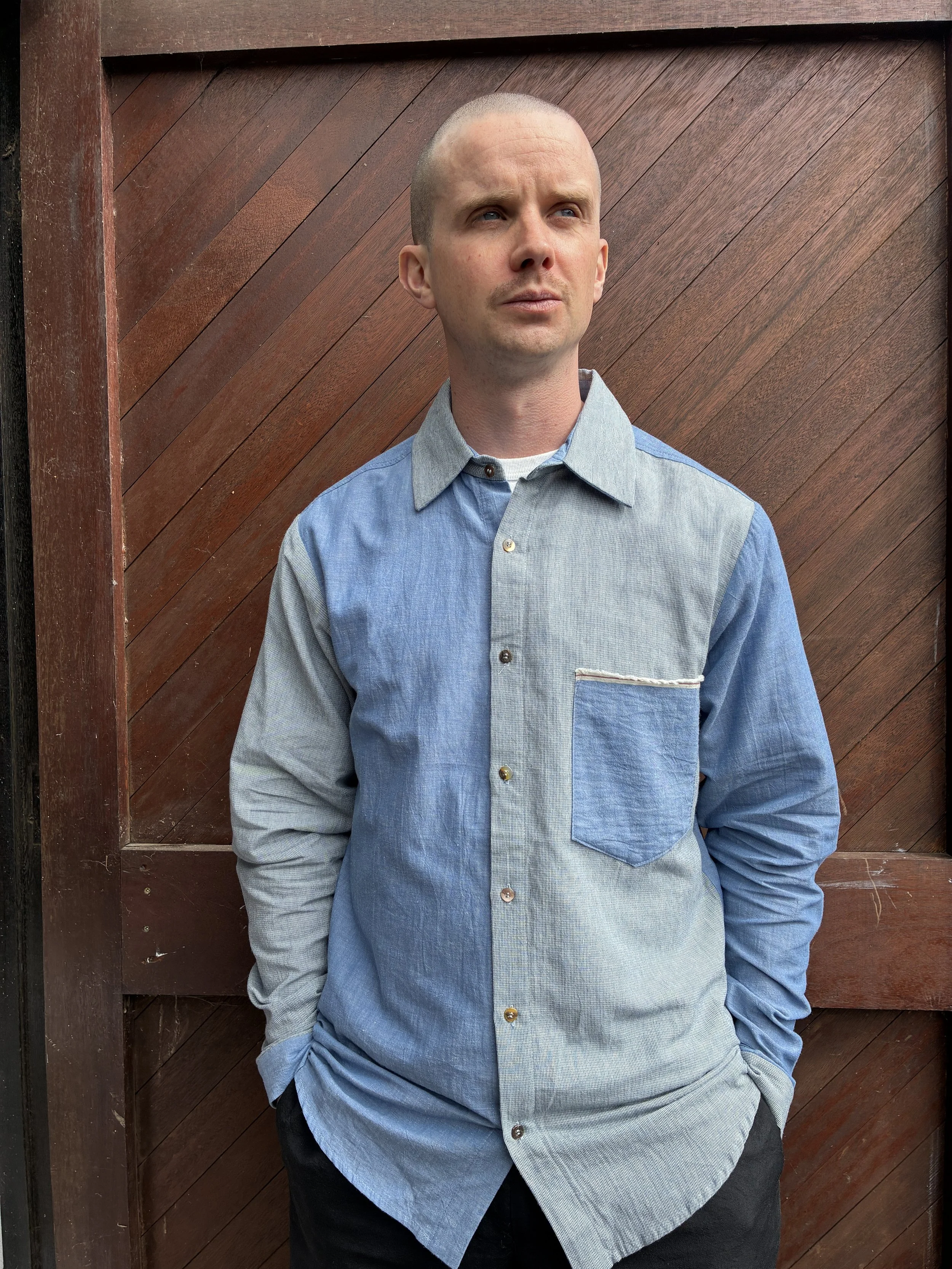 Frank Leder Vintage Fabric Edition Shirt | Blue Patchwork