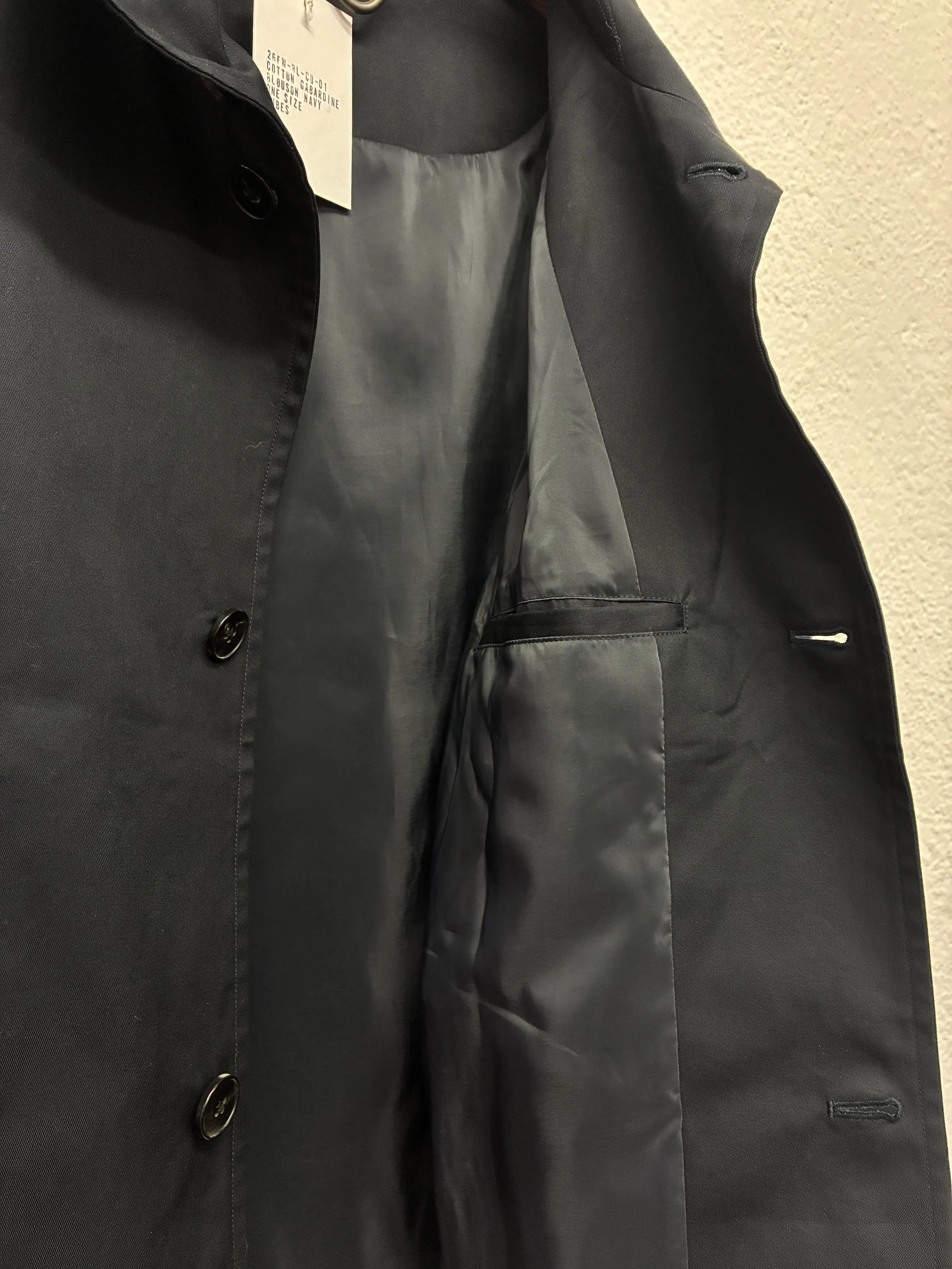 Inside lining of Navy De Dam Foundation Cotton Gabardine Jacket