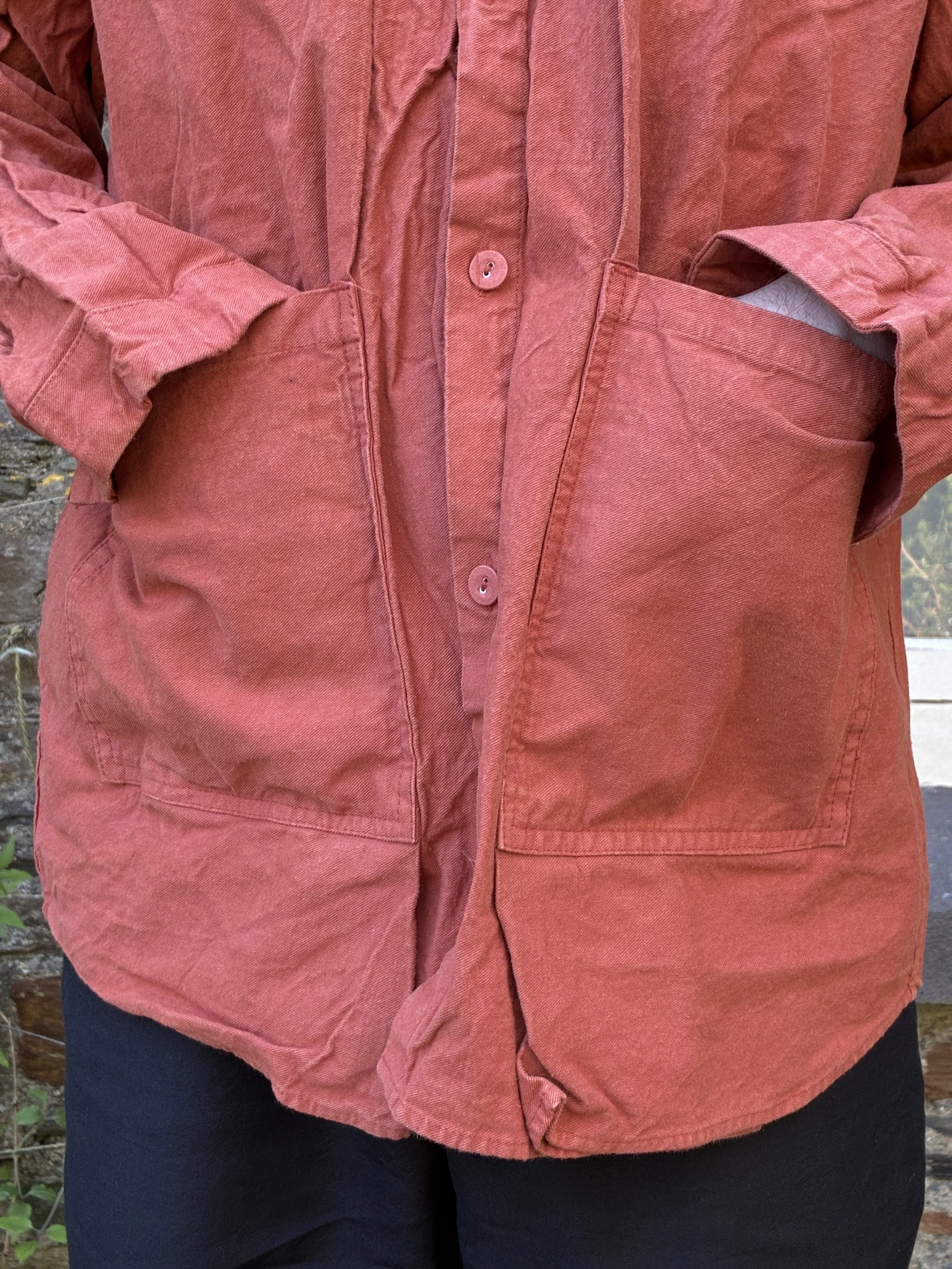 Closeup of pockets of Tender Co 402 Two Birds Shirt