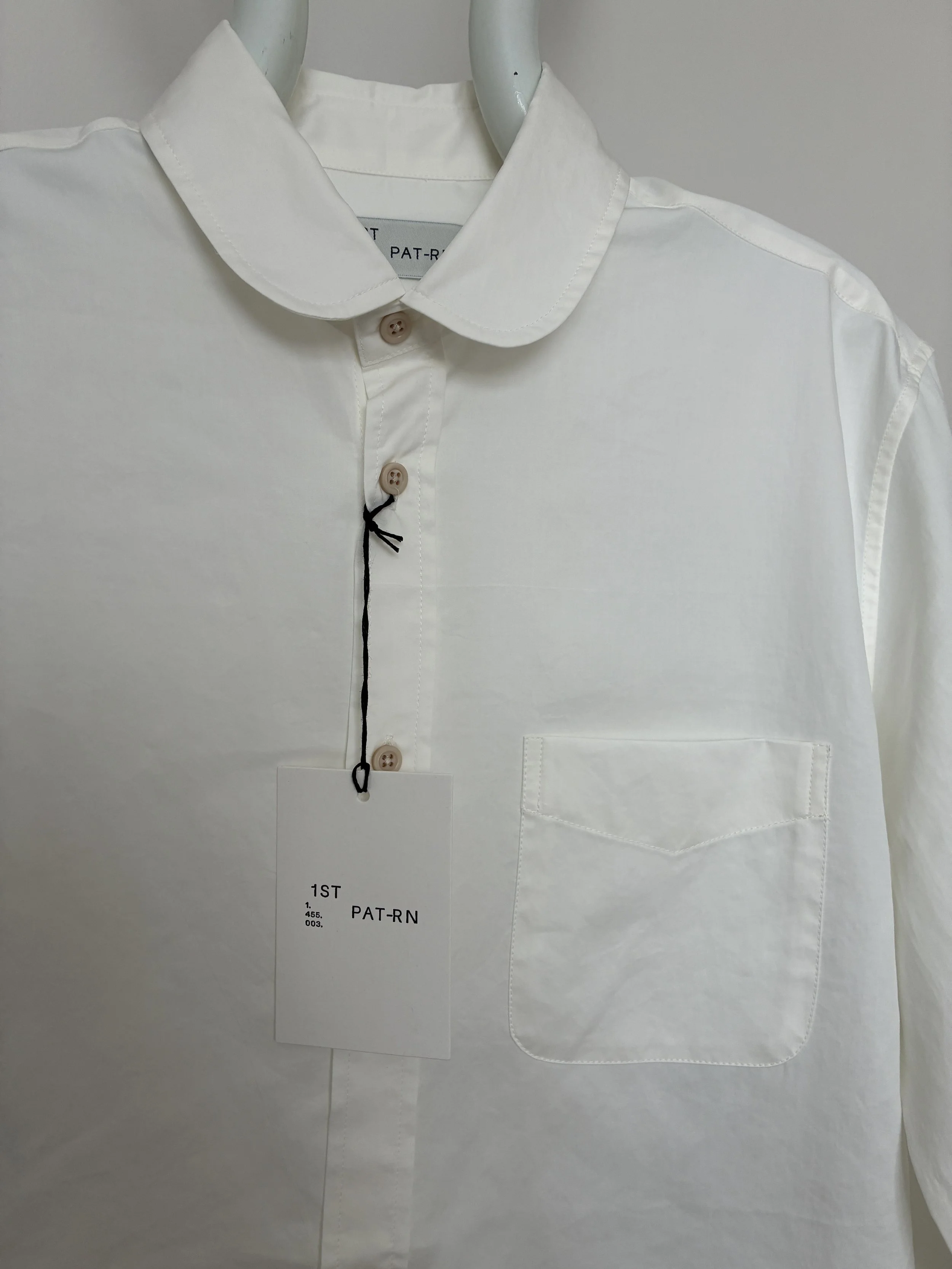 Closeup of White 1st PAT-RN Boston Shirt on mannequin
