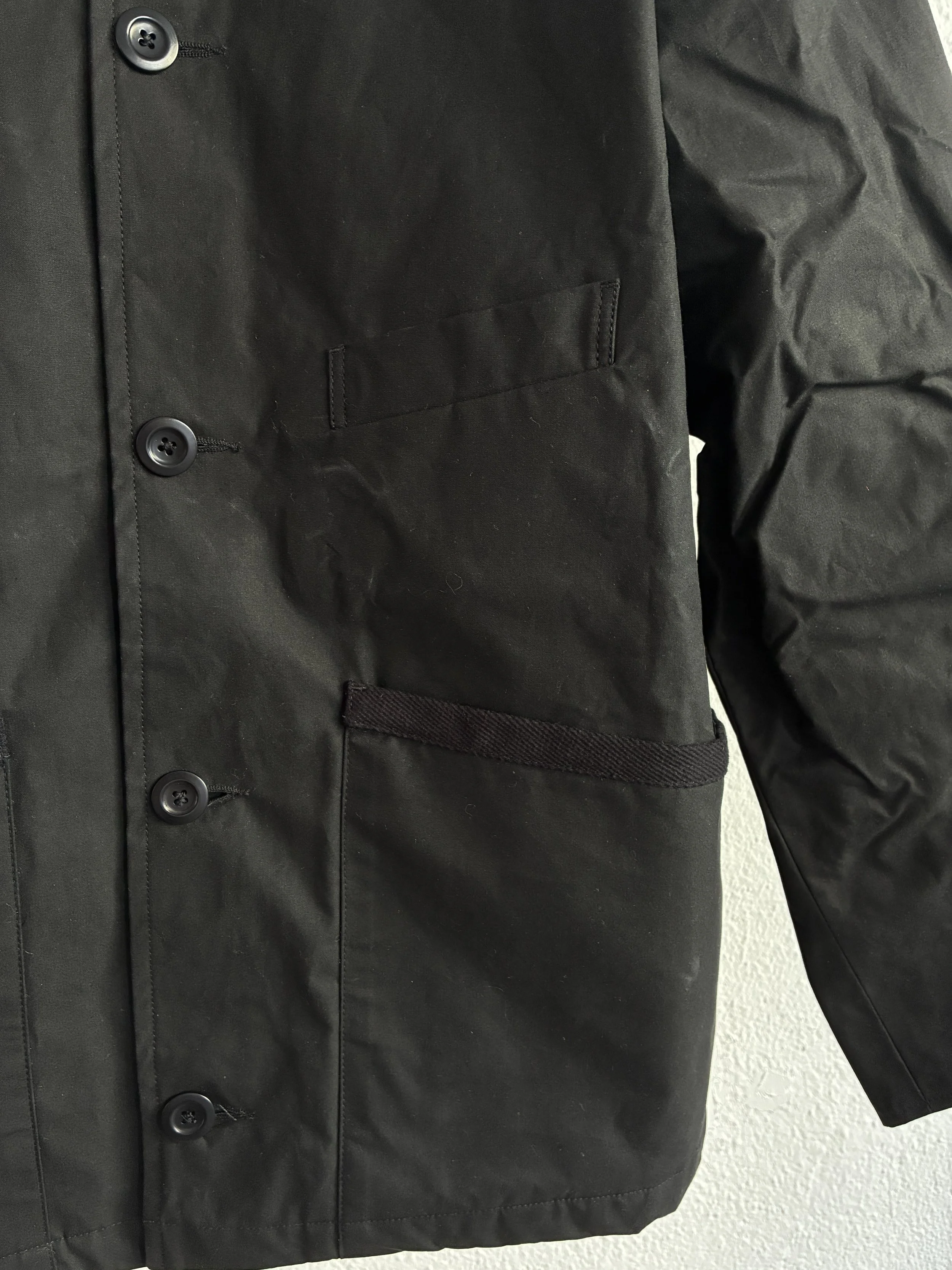 Closeup of Black Conkers Blanket Jacket pockets