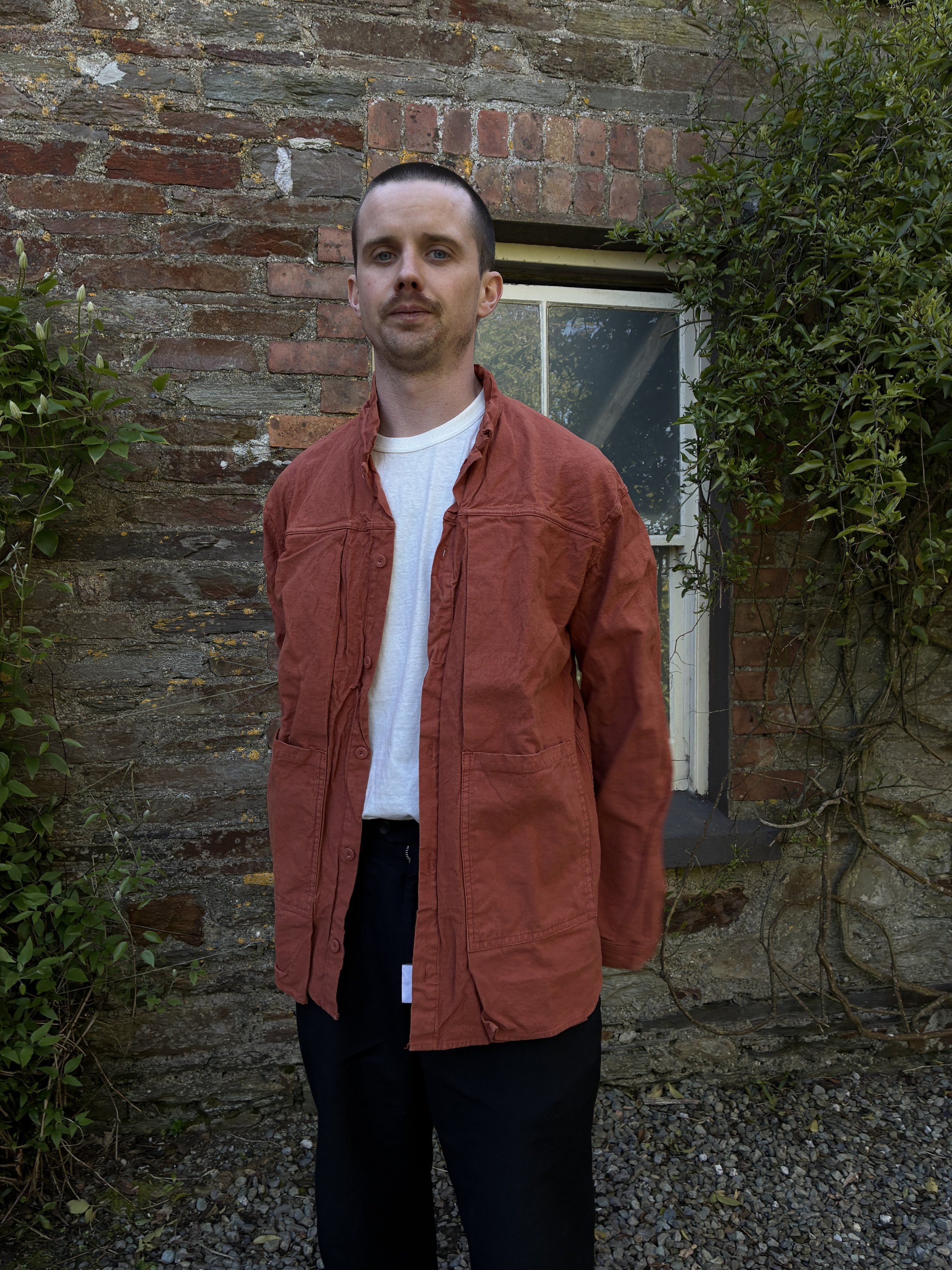 Man modelling unbuttoned Tender Co 402 Two Birds Shirt