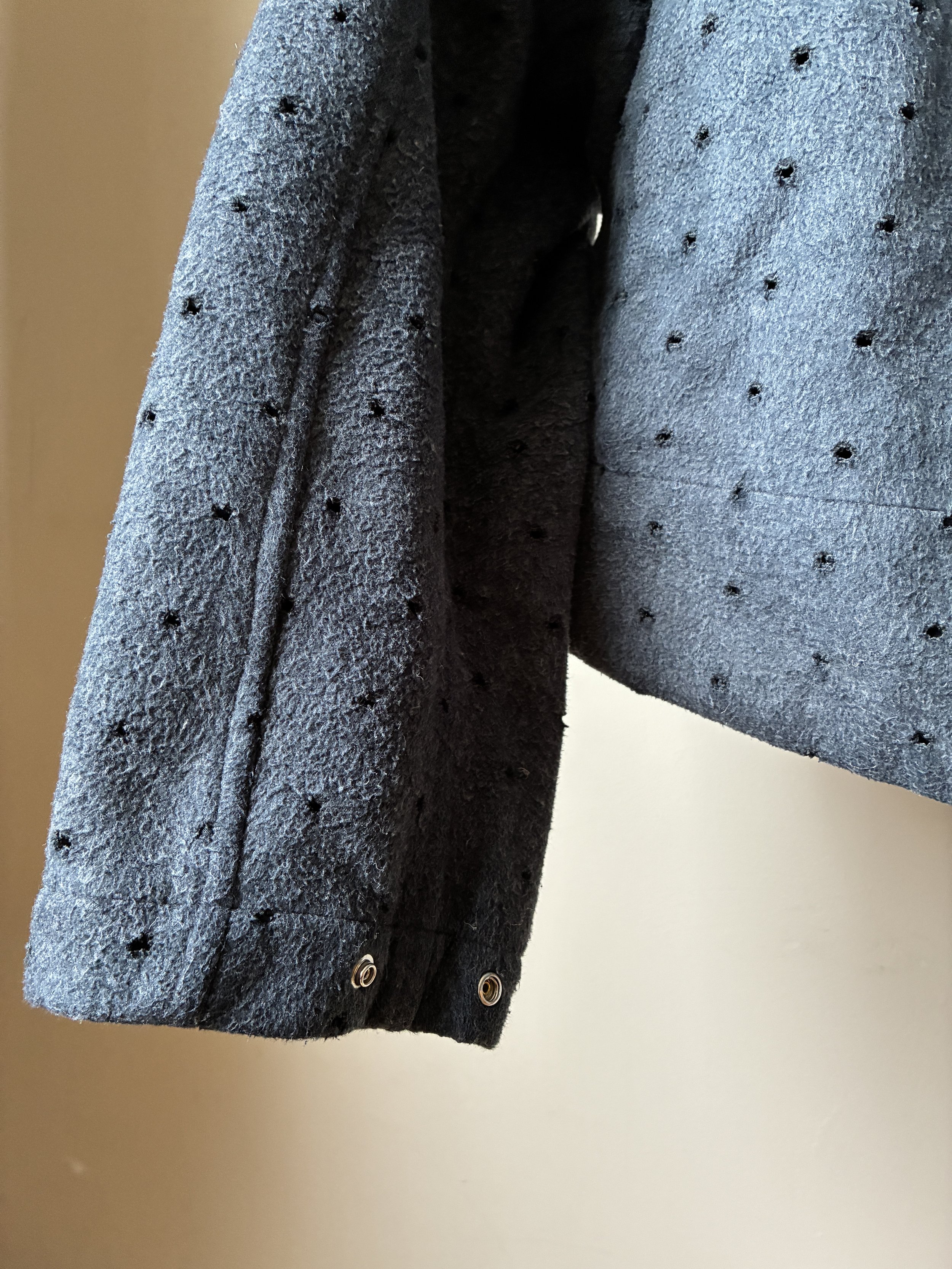 Closeup of cuff of Middle Distance grey Drill jacket