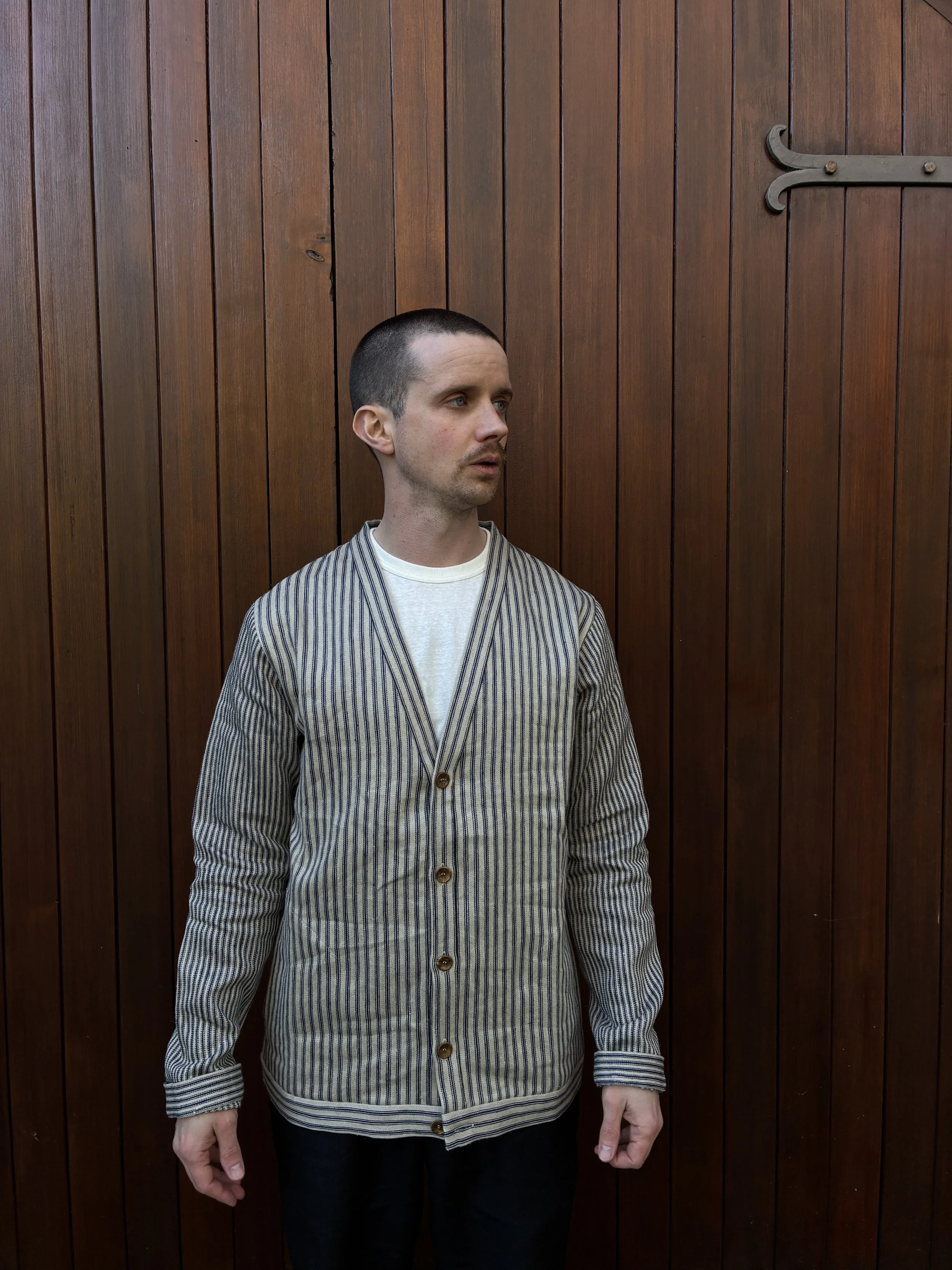 Frank Leder Linen Cardigan Jacket | Striped