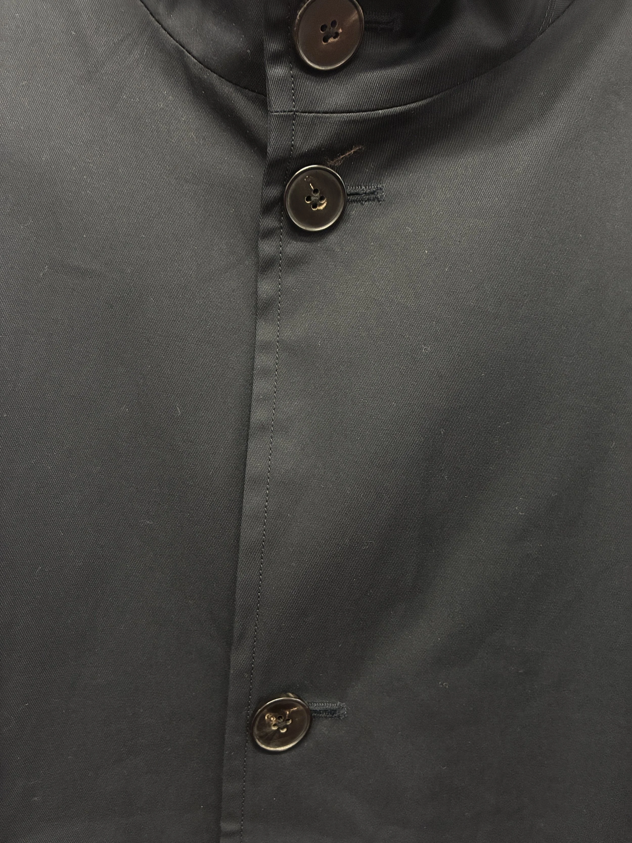 Closeup of buttons of Navy De Dam Foundation Cotton Gabardine Jacket