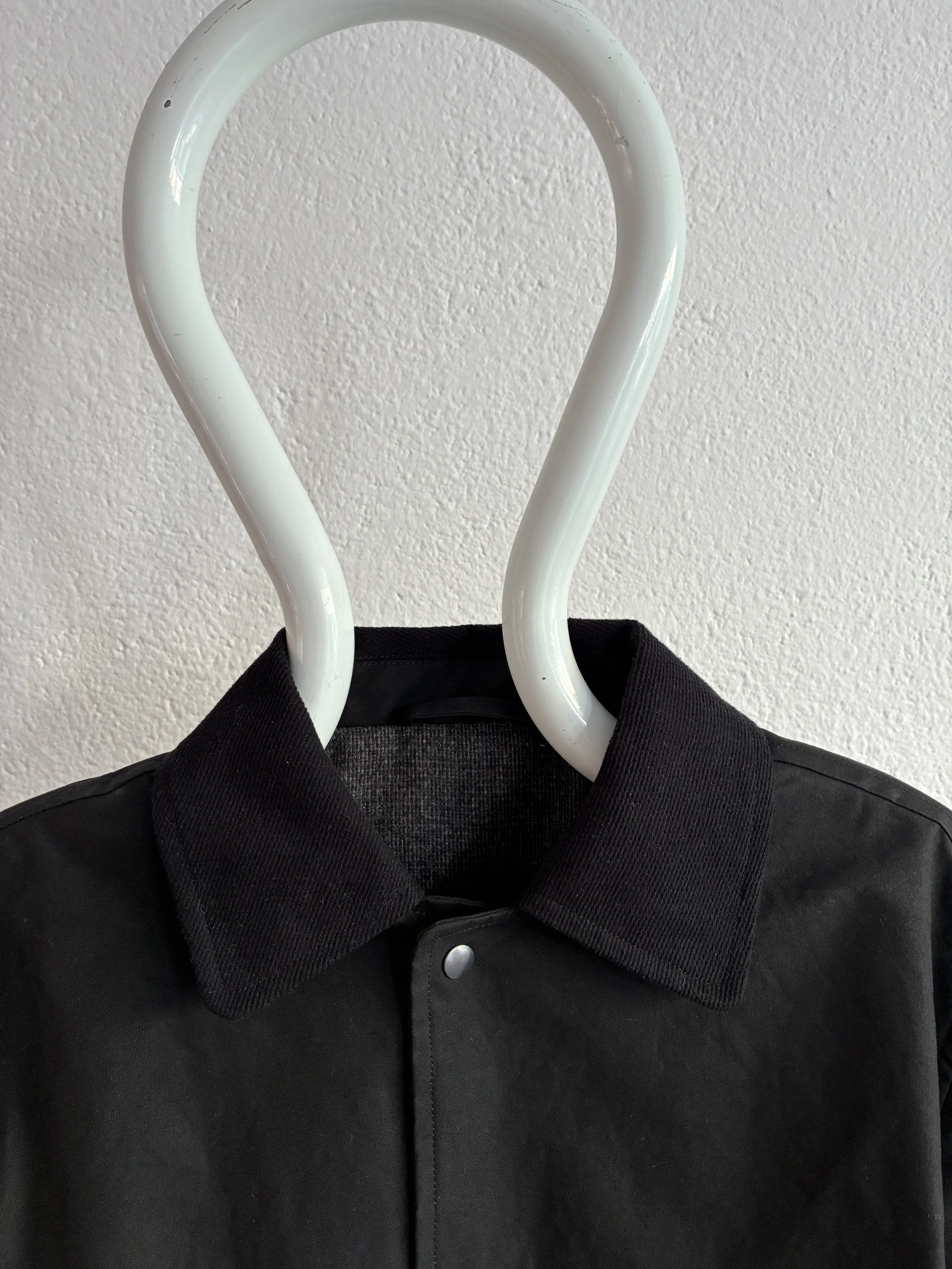 Collar of Black Conkers Blanket Jacket on mannequin