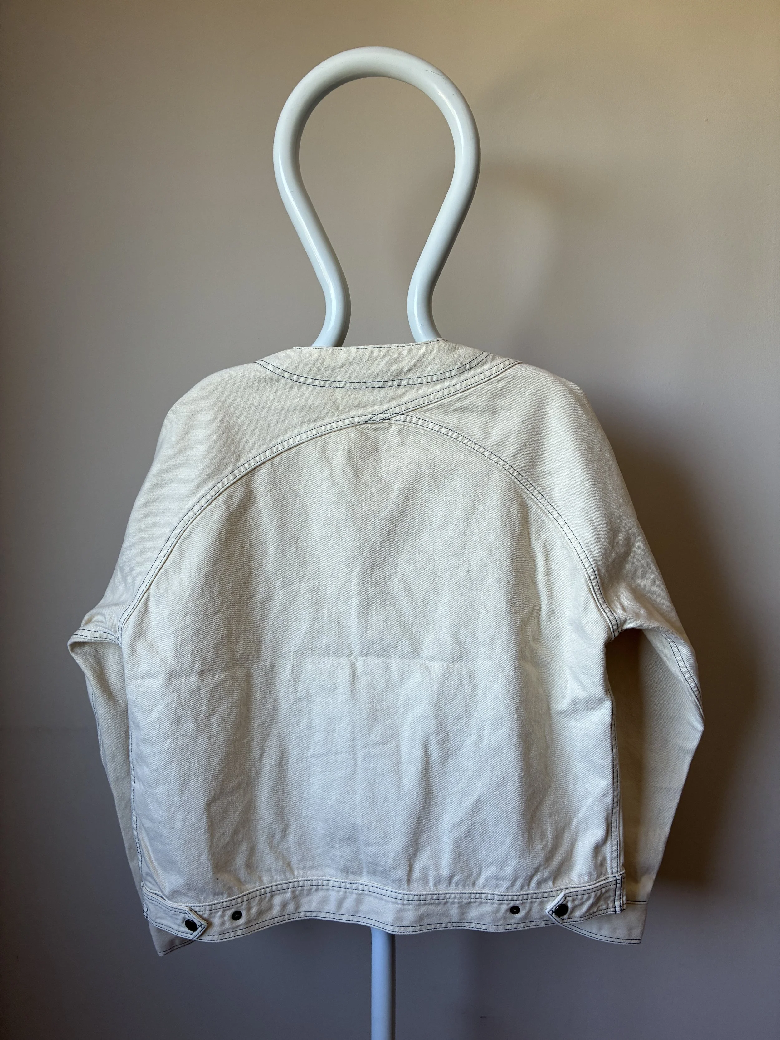 Back of Working Skewed yeast jacket on mannequin