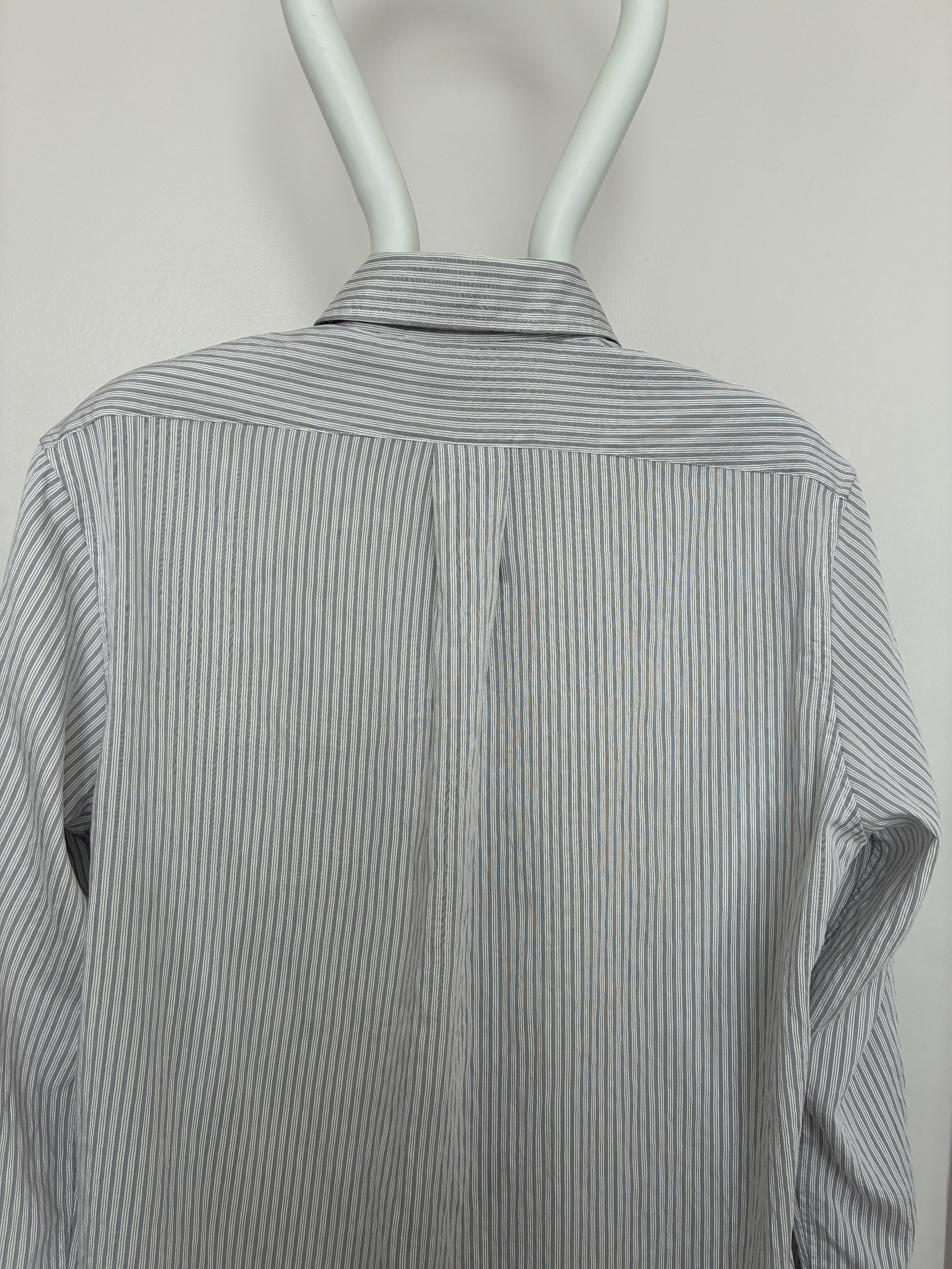Closeup of back of 1st PAT-RN Boston Shirt in Fine Stripes on mannequin