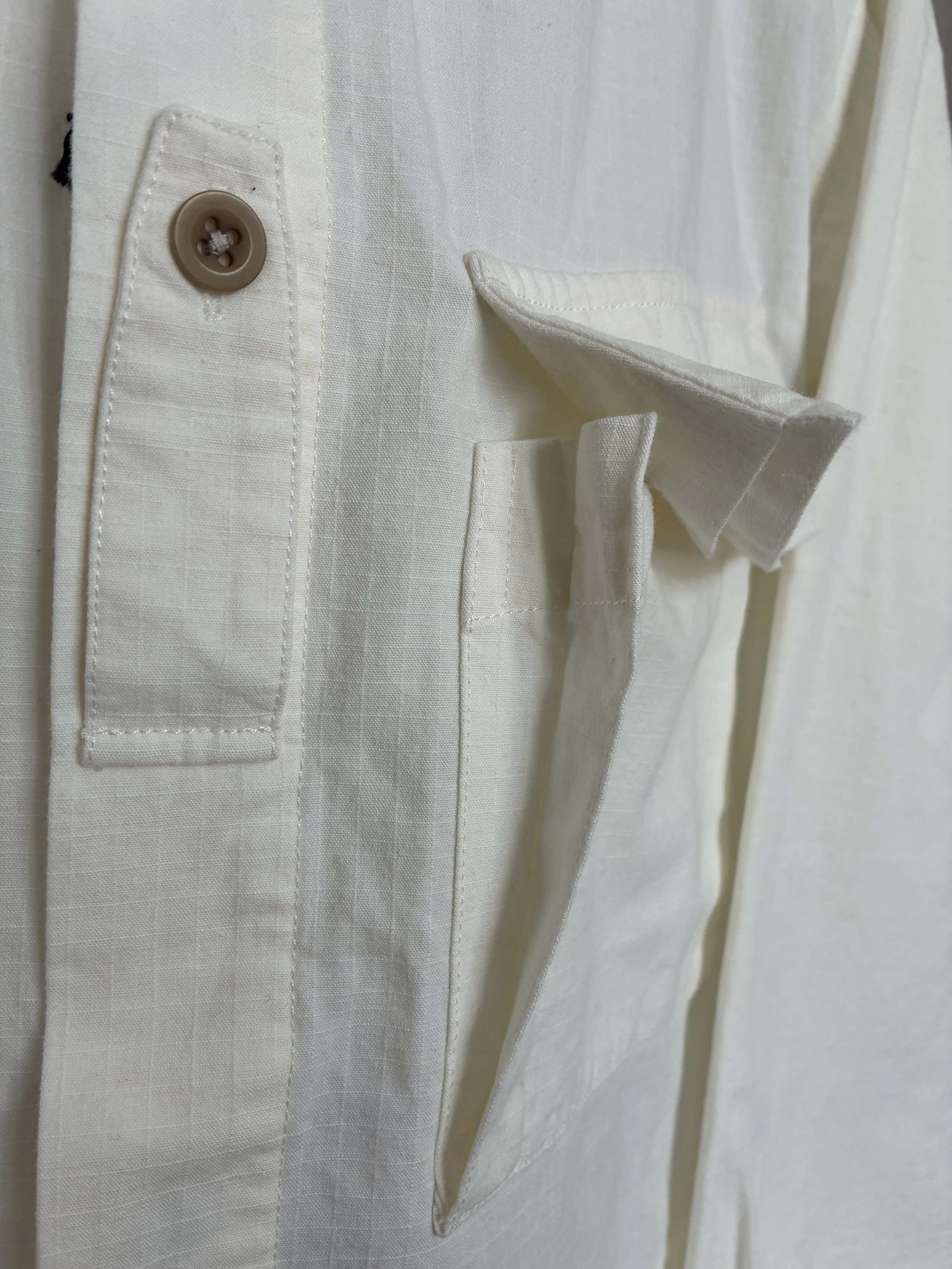 Detail closeup of Off-White Ecru 1st PAT-RN Sumatra Overshirt