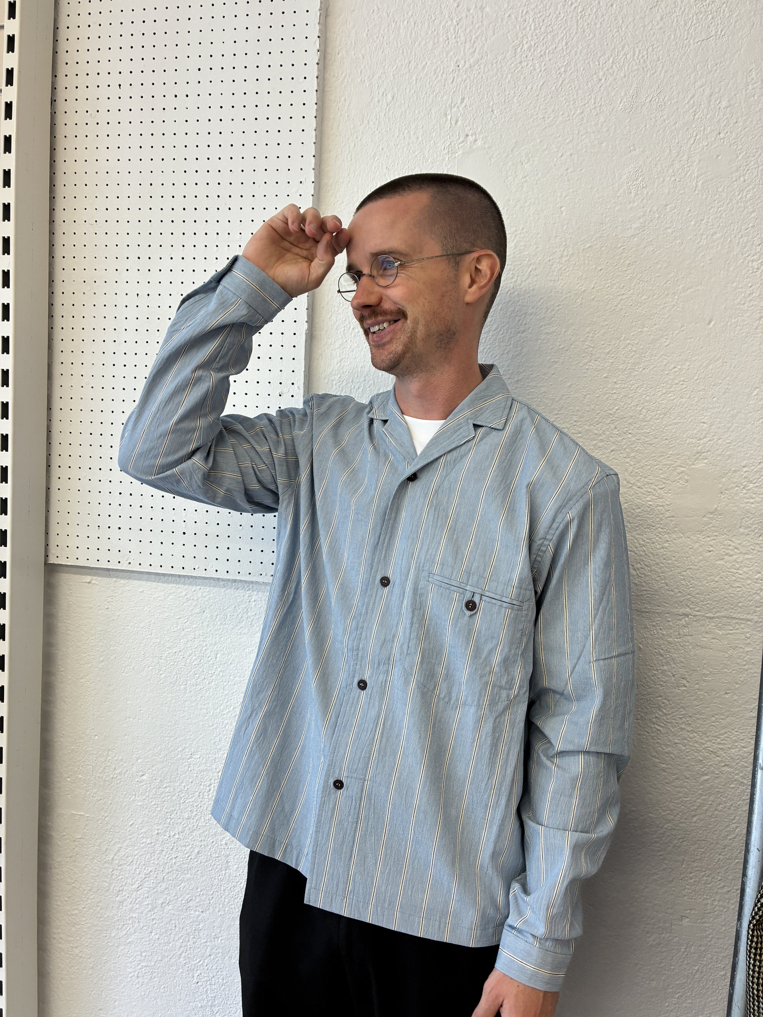 Frank Leder Japanese Cotton Shirt | Blue Stripe
