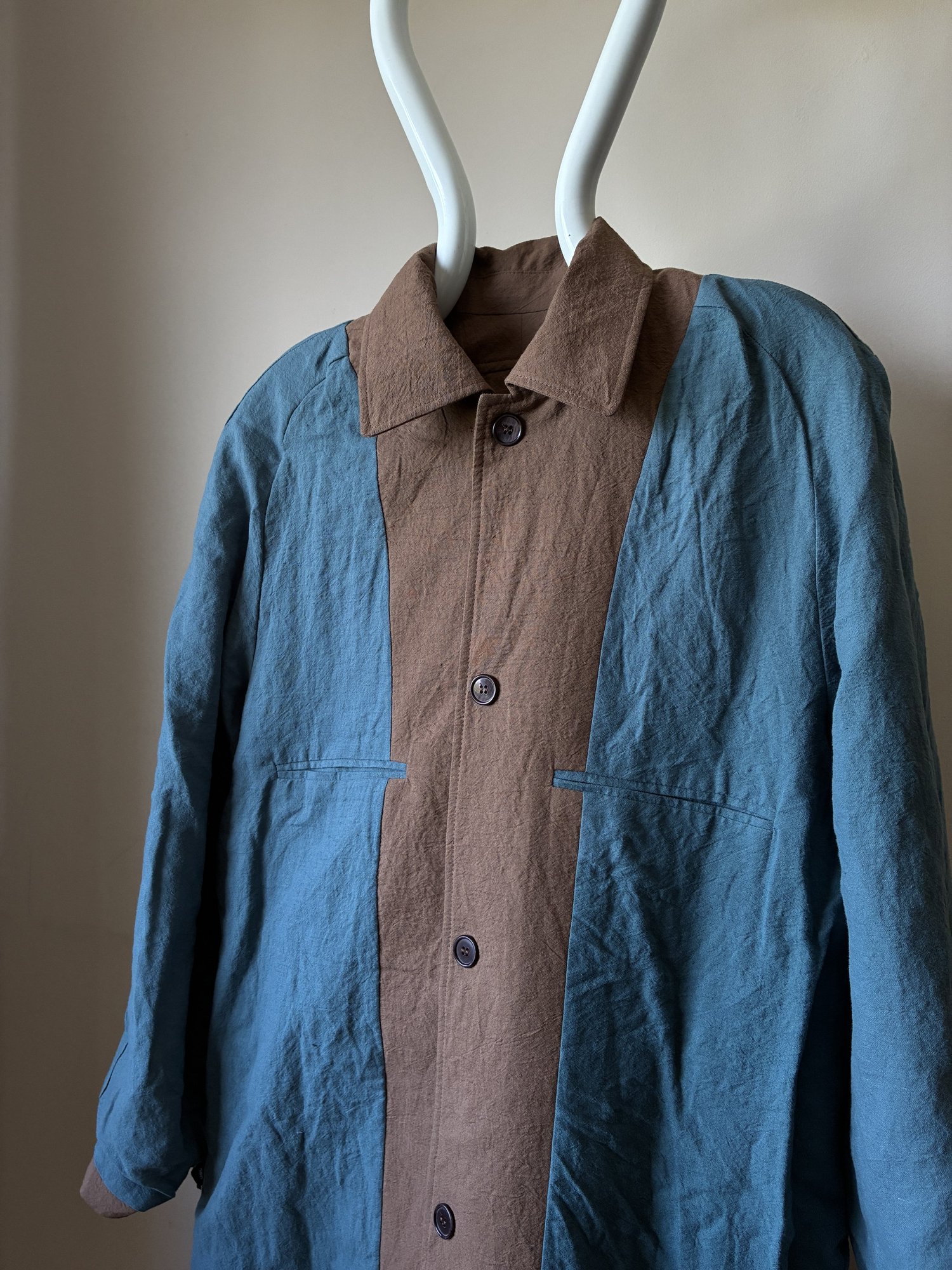 Frank Leder Reversible Coat in Brown Teal — Nubes Shop