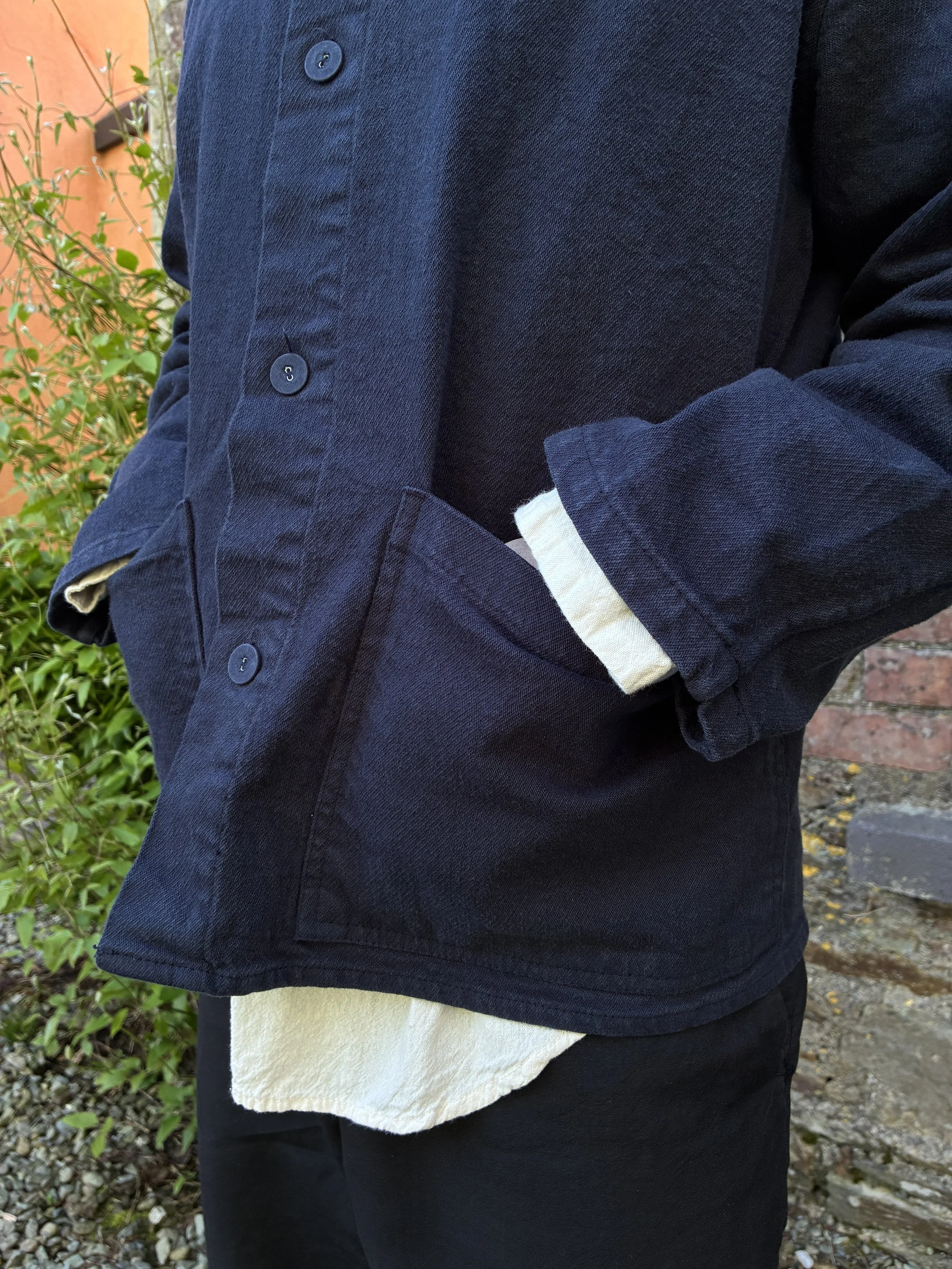 Close up of pockets of Tender Co 931 Hadal Blue Scout Jacket