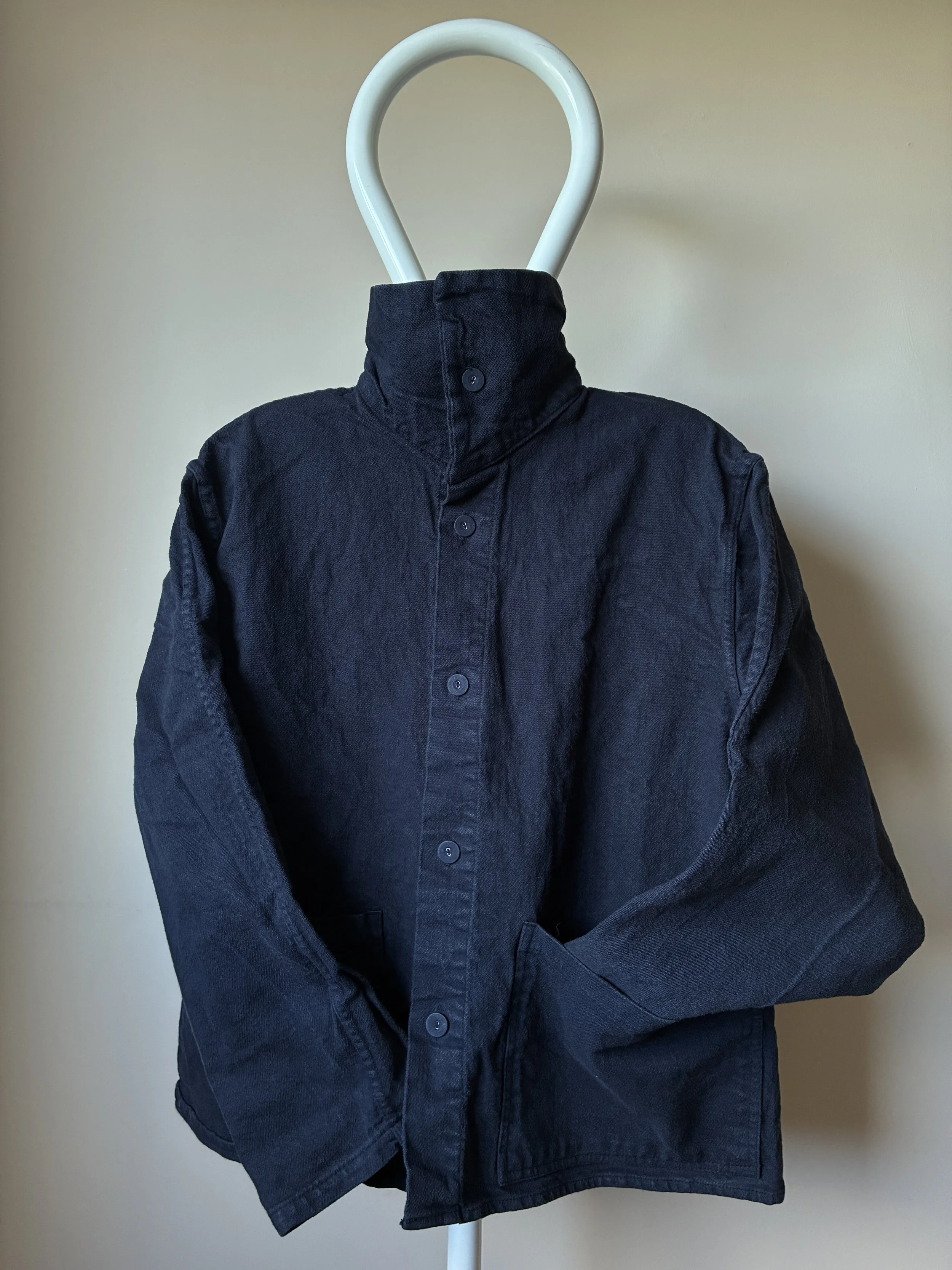 Hadal Blue Tender Co 931 Scout Jacket on mannequin with collar up