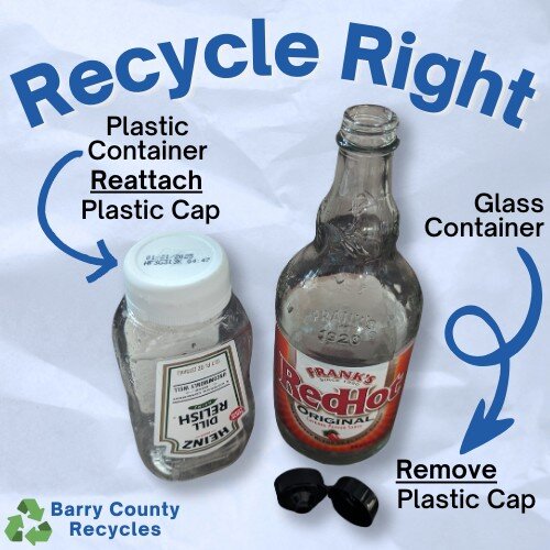 Which caps and lids are recyclable, and which are not?
If the lid or cap is made of the same material as the container, it should be reattached and recycled. But don't try to recycle small caps and corks solo. They are too small and will fall through