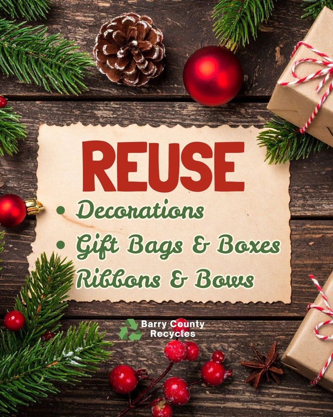Don't forget to save what you can to reuse next year!
You can save and store your holiday decorations, gift bags, boxes, ribbons, and bows! If you're really careful you can even save used tissue paper.