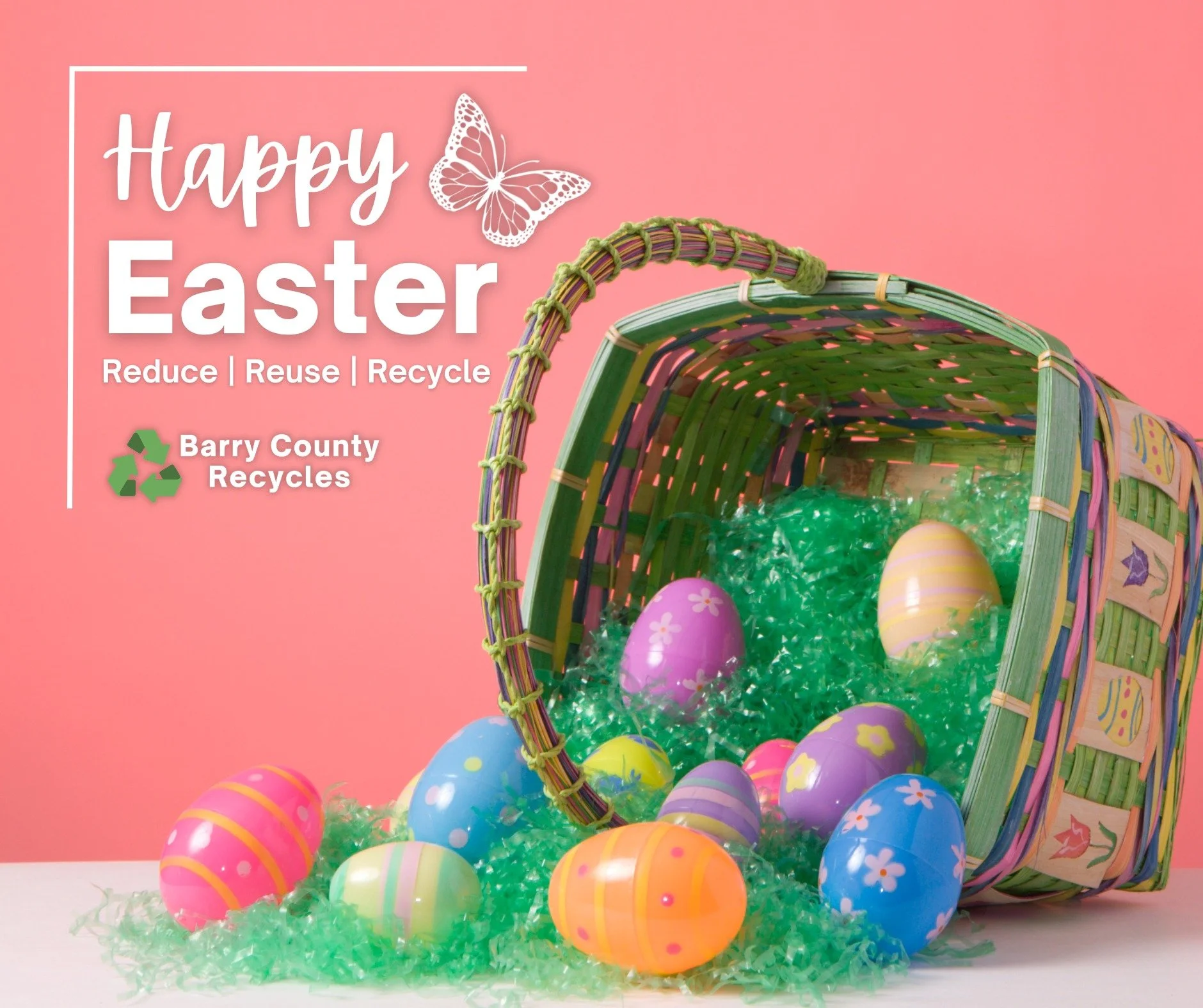 Happy Easter! Here are some tips to keep your Easter eco-friendly.
𝗥𝗲𝗰𝘆𝗰𝗹𝗲: Easter cards, paper packaging, and cardboard
𝗥𝗲𝘂𝘀𝗲 and save for next year, Easter baskets, decorations, and plastic eggs
𝗥𝗲𝗱𝘂𝗰𝗲 (or throw away) plastic gras