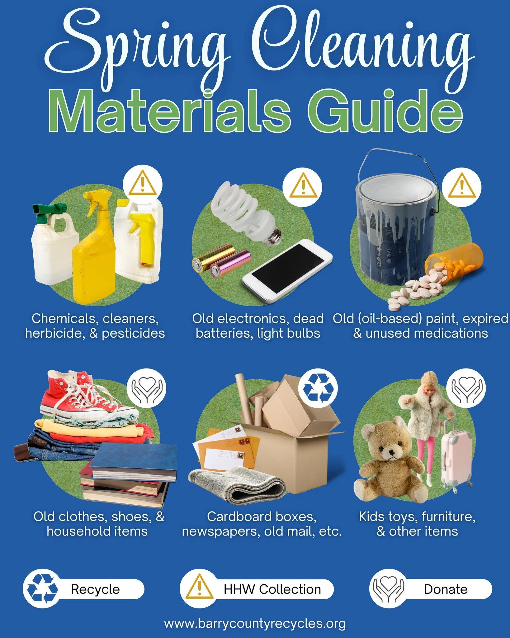 Happy Earth🌎Day!
As you begin, or continue spring cleaning, make sure the materials are being disposed of properly.
-Chemicals, cleaners, herbicides, pesticides, old electronics, dead batteries and light bulbs, oil-based paints, and expired medicati