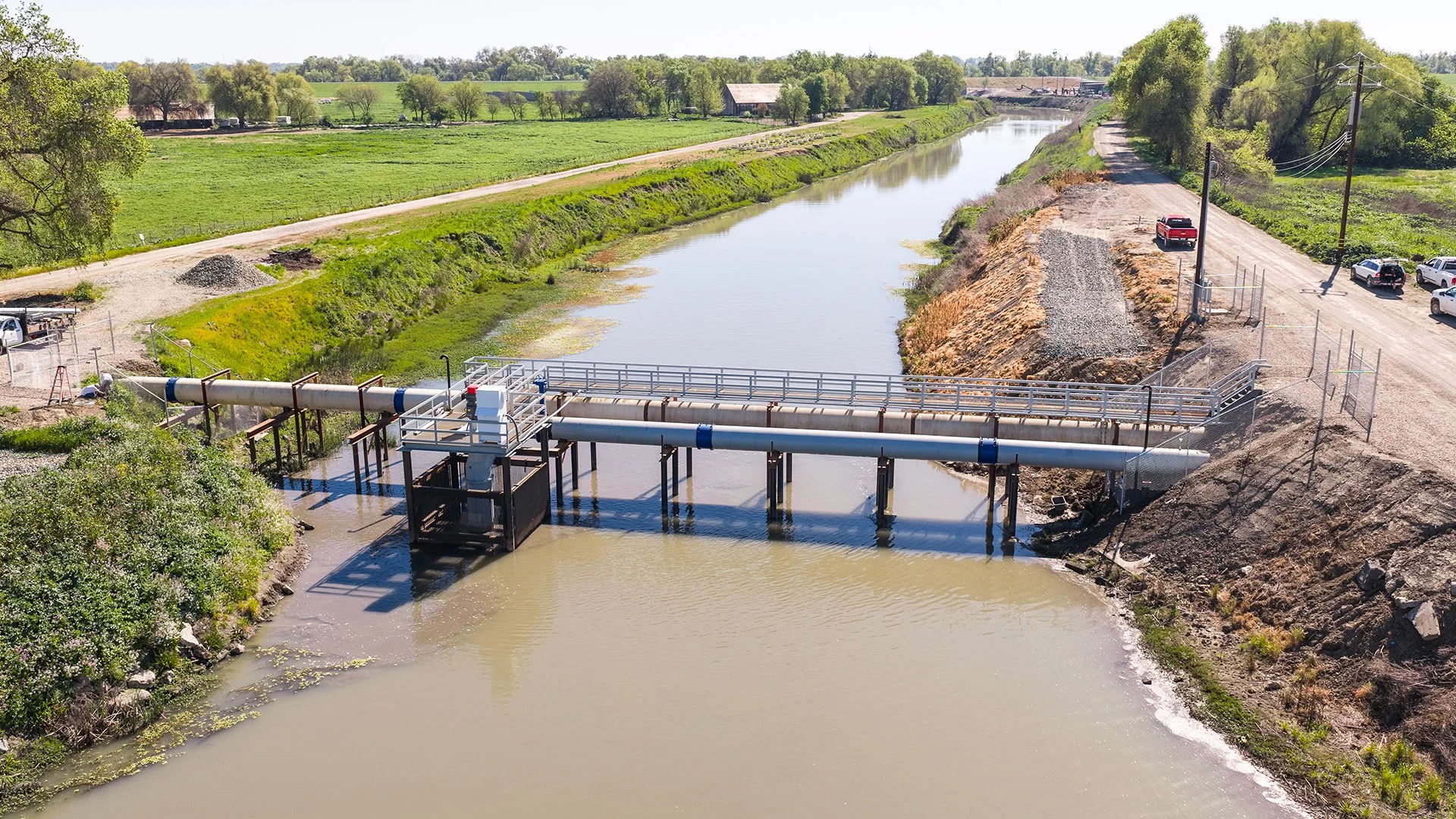 Drone overhead photo of the pump used to recycle drain water