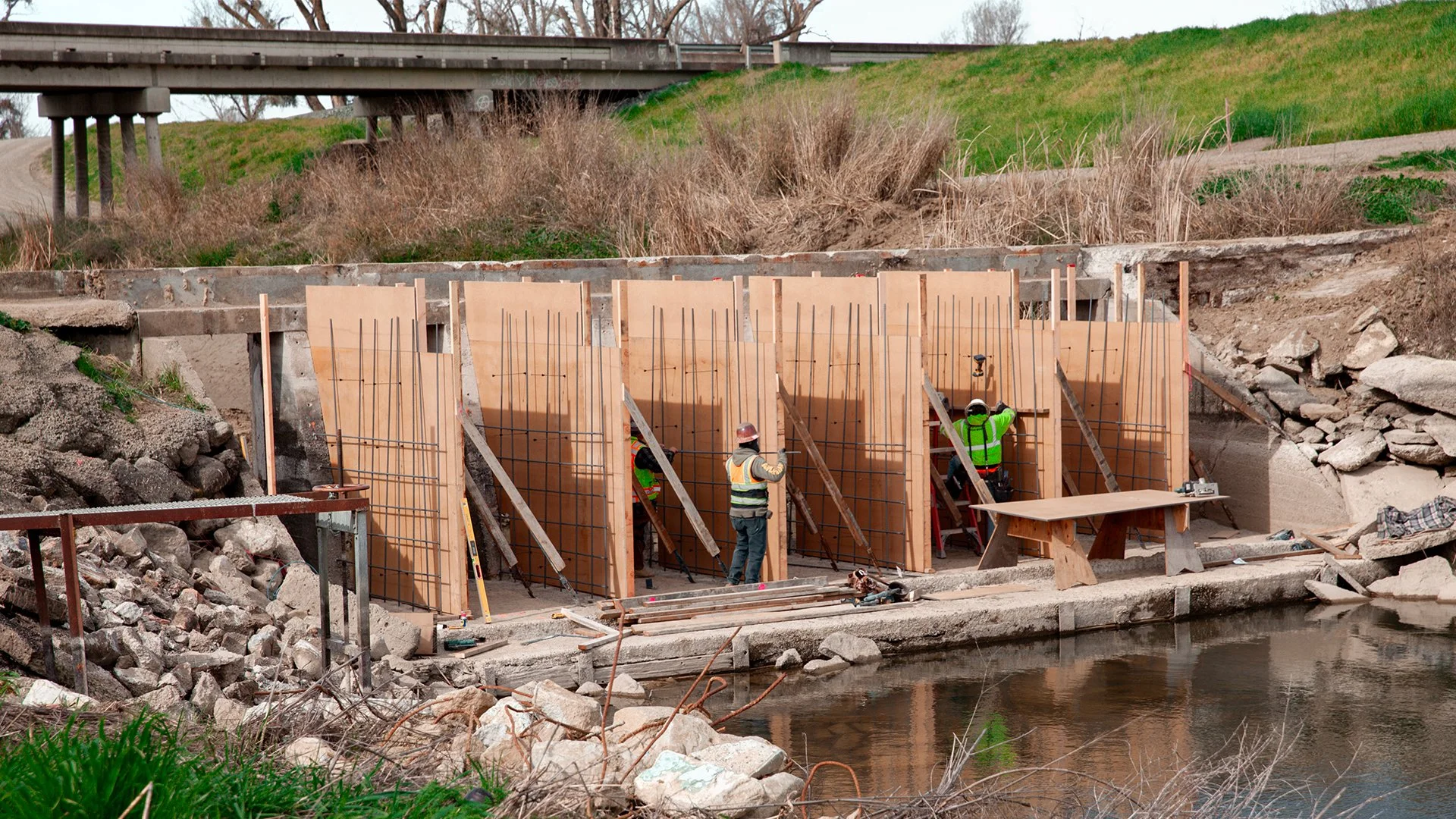 photo of construction workers building the canal