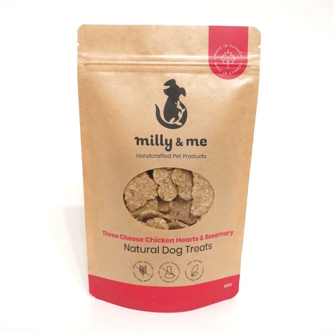 Millie and Me THREE CHEESE CHICKEN HEARTS AND ROSEMARY Dog Treats