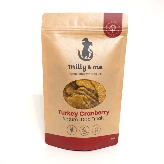 Milly & Me Turkey Cranberry Natural Dog Treats - WHEAT FREE