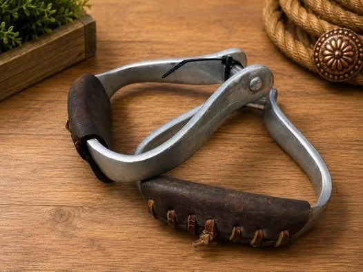 Consignment #479 - Western Metal Stirrups with Leather Wrapping