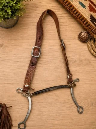 Consignment #447 - Handmade Split Ear Headstall with Leather Wrapped Wire Bit