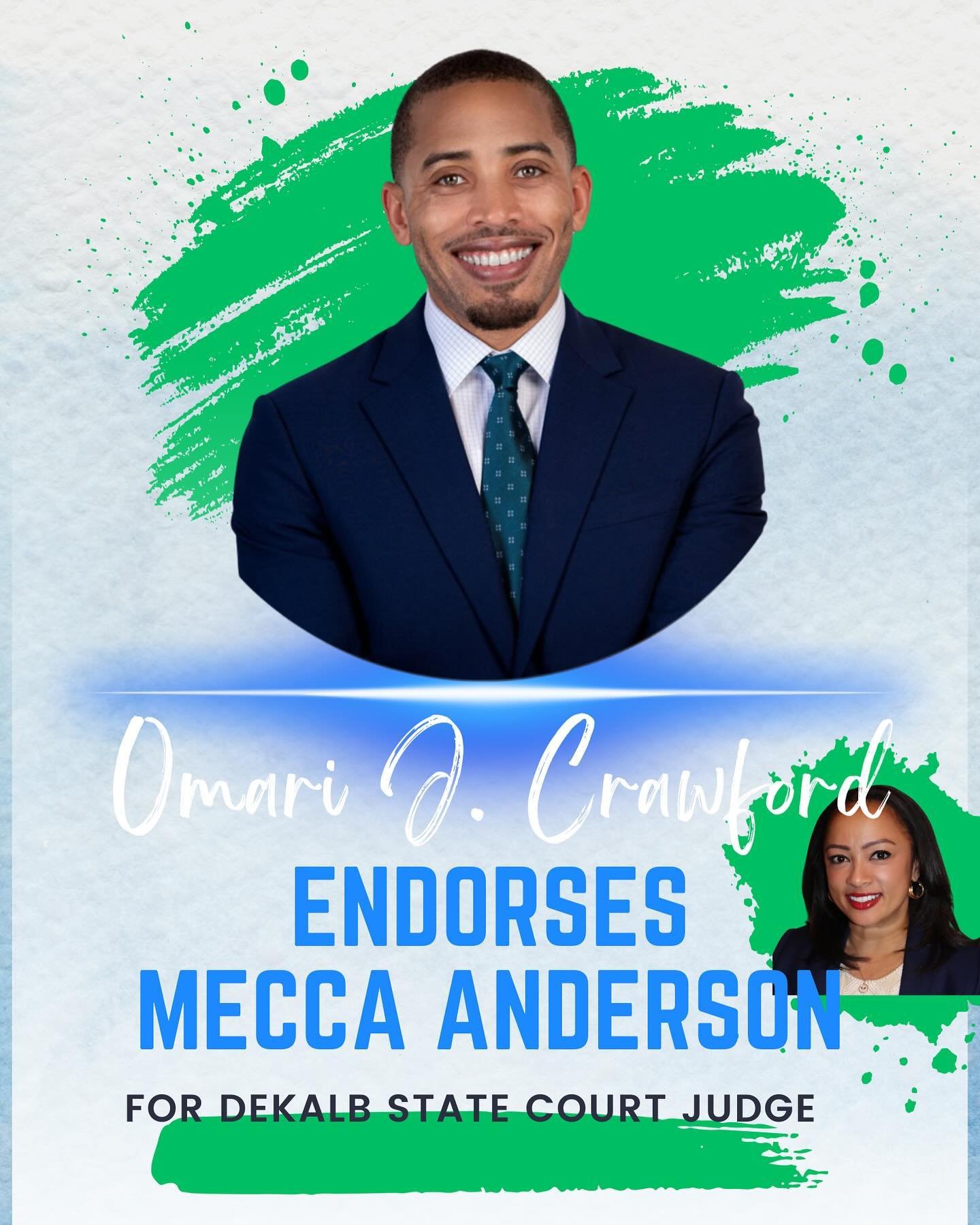 Excited to have the endorsement of my former colleague and lifelong friend Omari J. Crawford, Representative for Georgia&rsquo;s 84th district. Omari is known for his dedication to serving constituents and advocating for their needs. With a backgroun