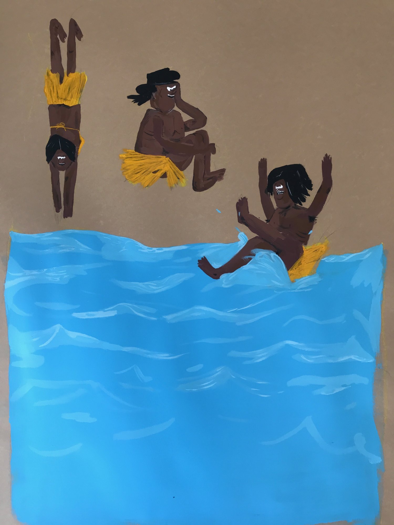  Sibling Splash! 
 Acrylic and graphite on paper
 2019