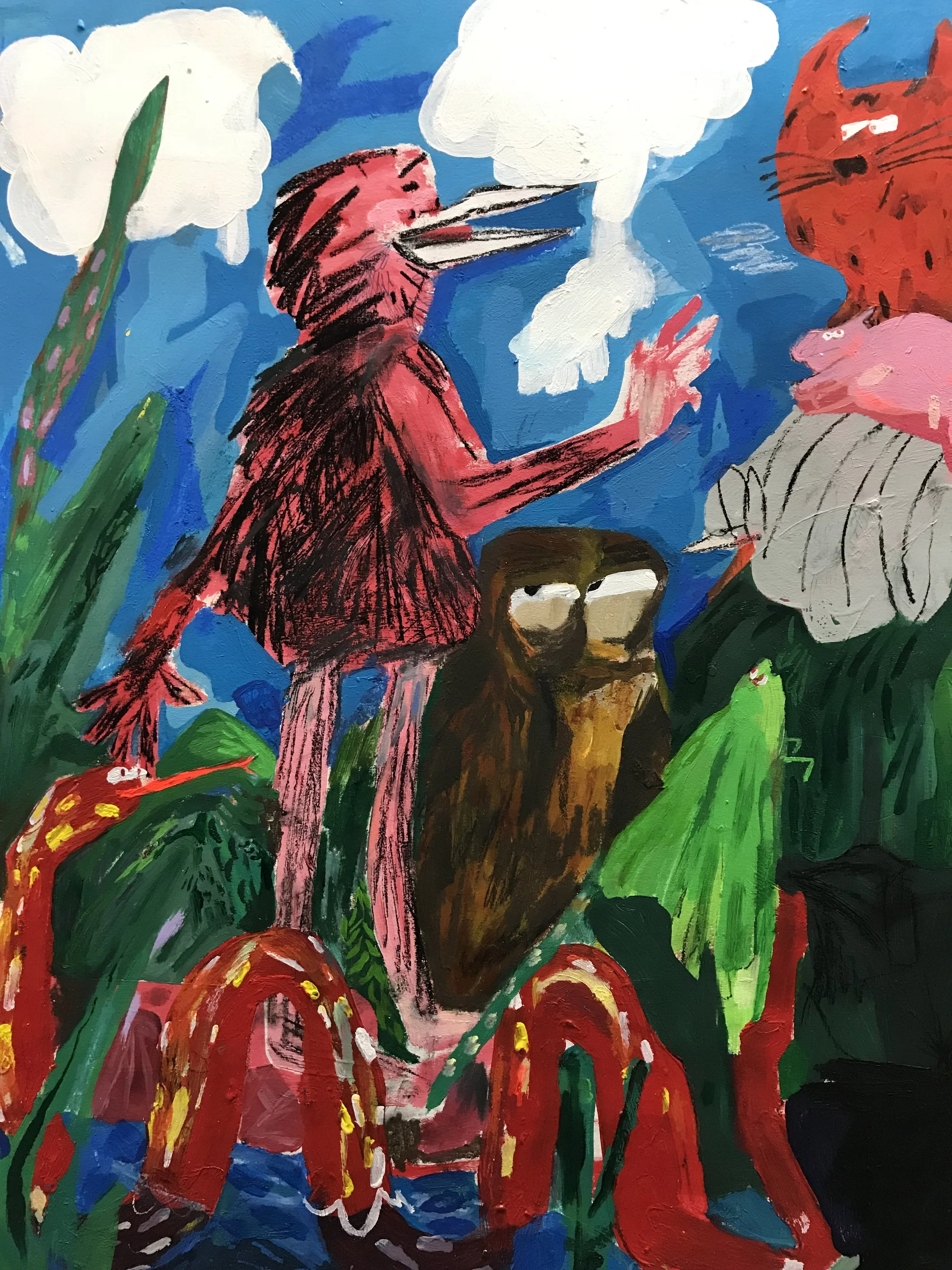  Storyteller 
 Oil, acrylic on paper
 2019