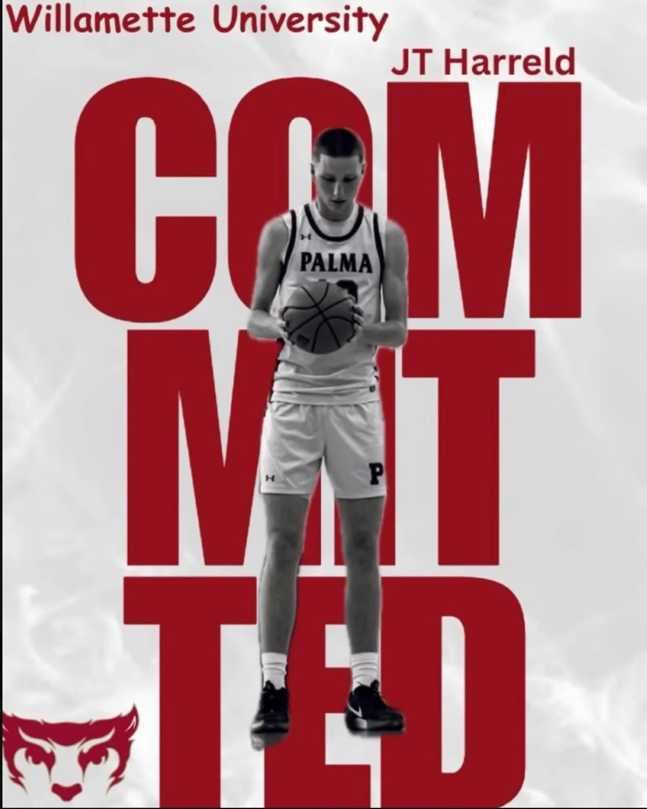 Congrats @2026_jt_harreld ✍🏼 @willamettembb! JT had a monster season @palma_boysbball. #LakeshowFam💜💛