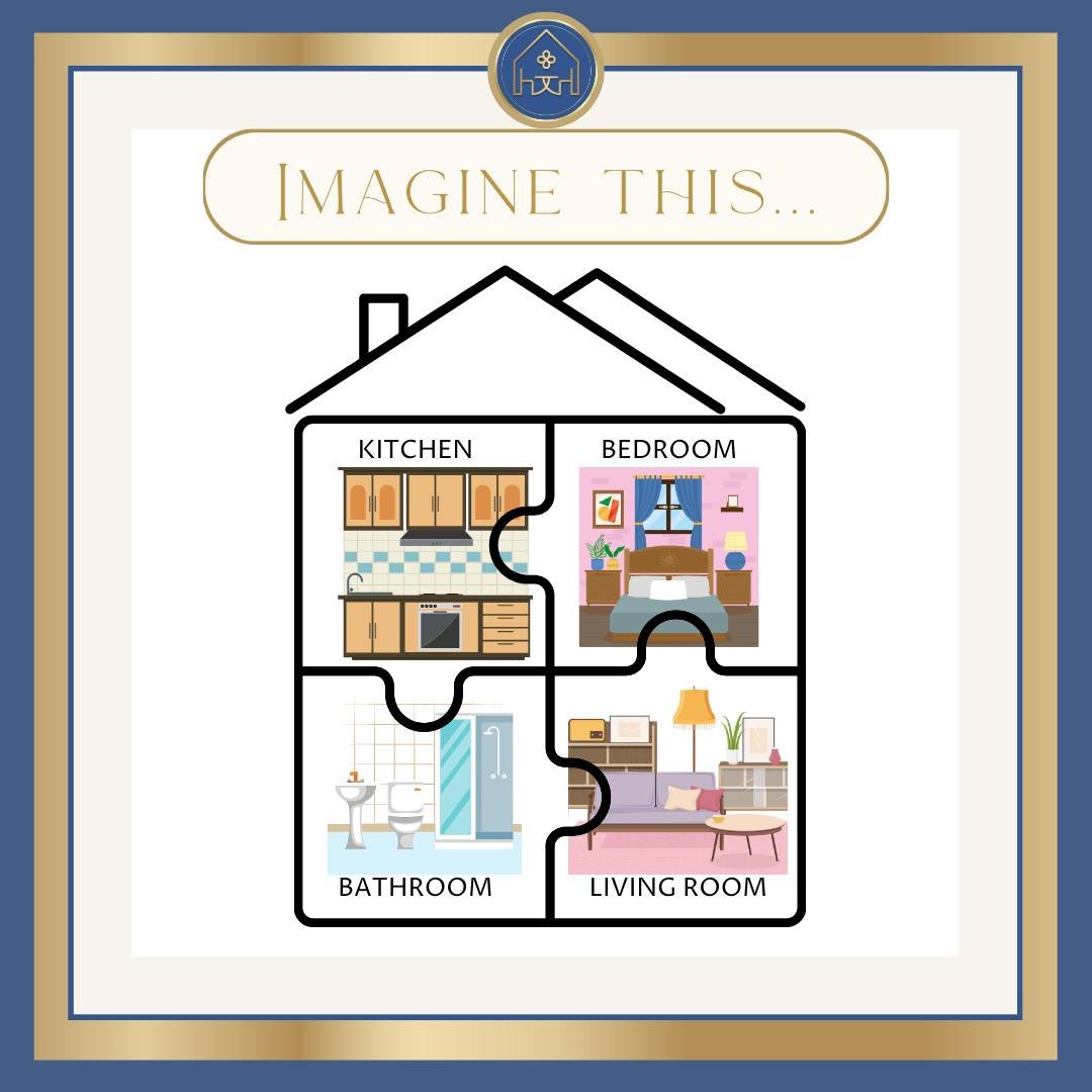 Imagine this...

Your home is one giant puzzle. Yes I know, how strange, but hear me out!

A puzzle is composed of many different pieces just like your home has many moving parts. A kitchen, bathroom, bedrooms, living room, office and the list goes o