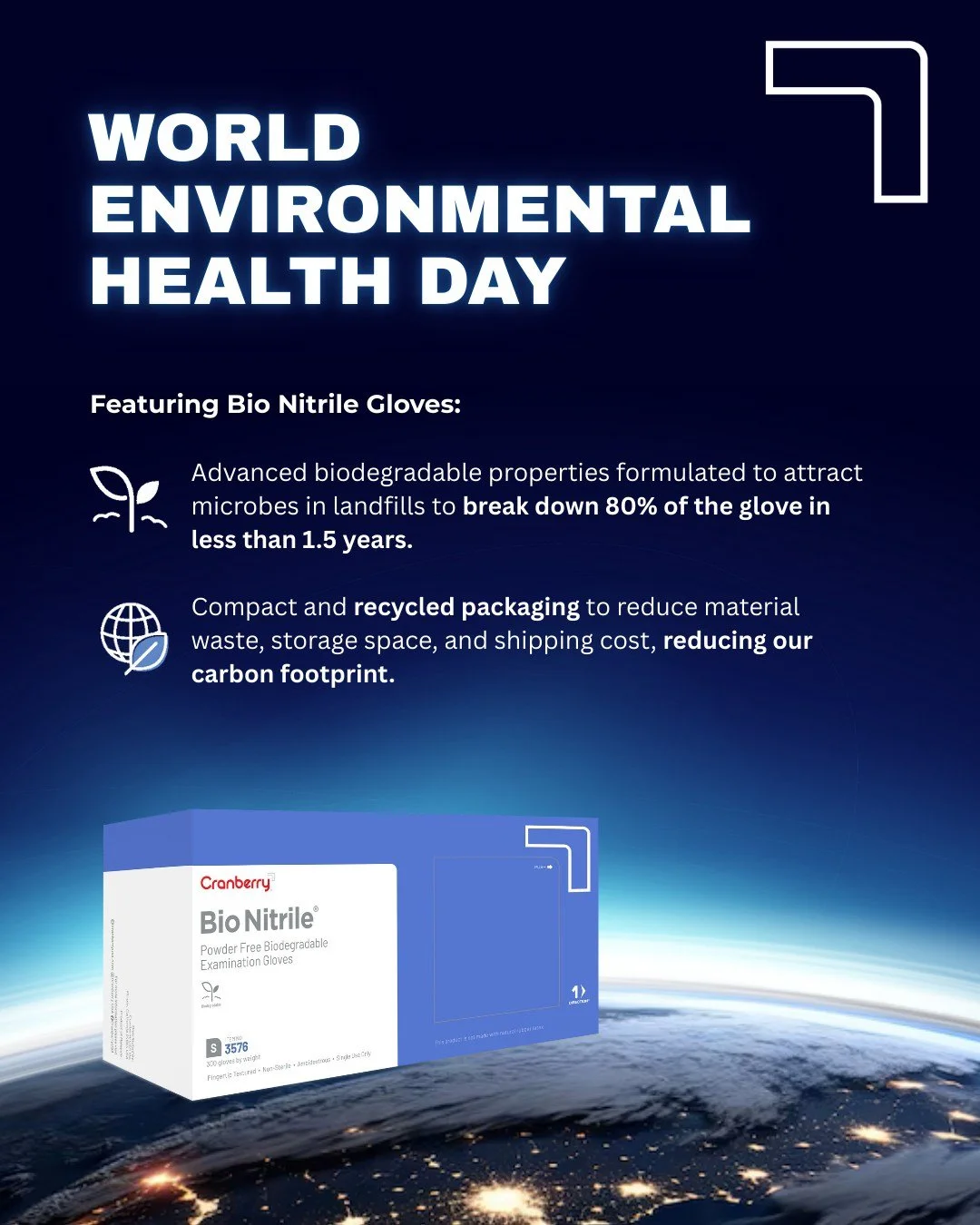 🌎 This World Environmental Health Day, choose protection that protects more than just hands.

Cranberry&rsquo;s Bio Nitrile gloves are the sustainable choice for practitioners looking to reduce their environmental impact and contribute to a cleaner 