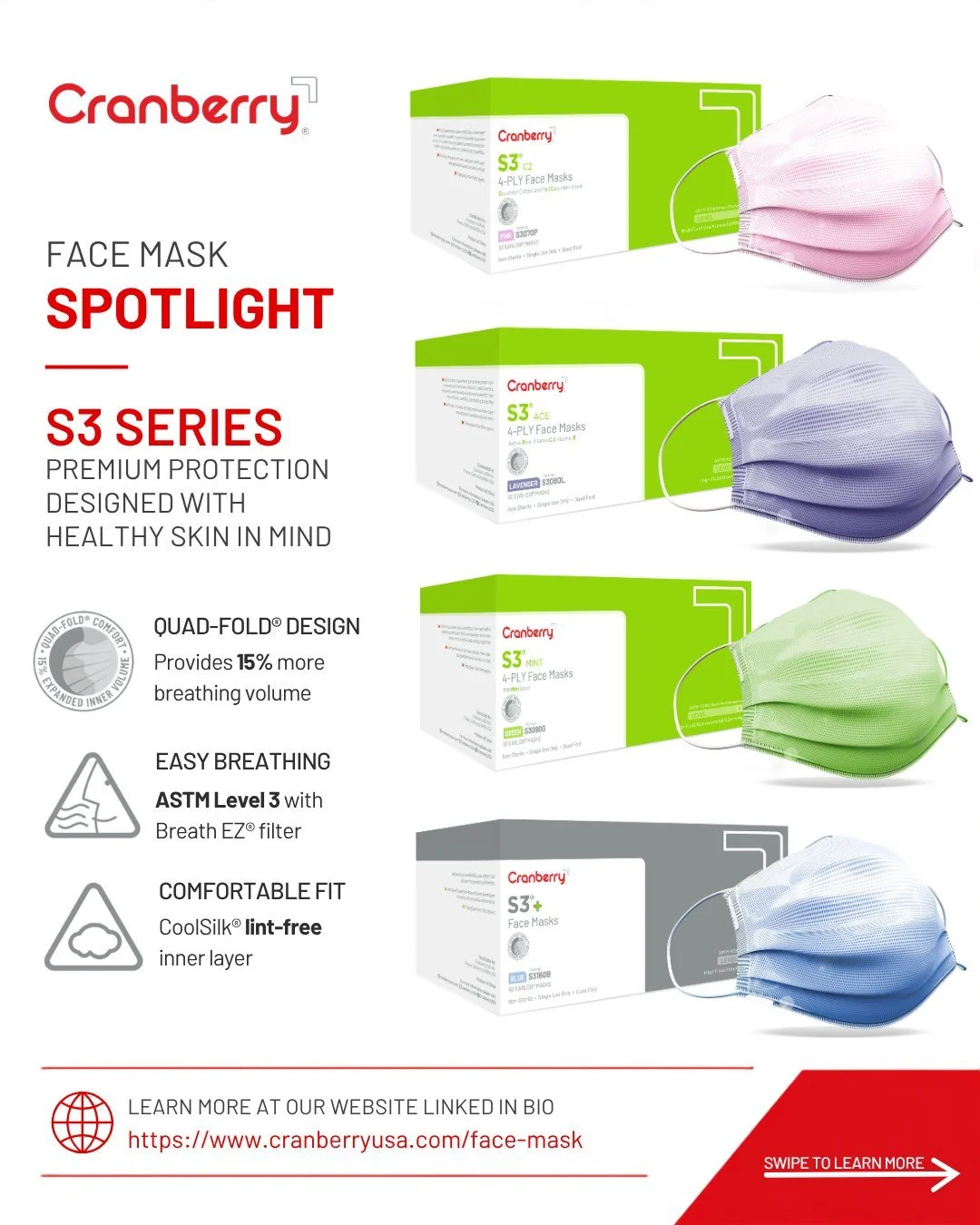 Long shifts deserve extra comfort 💞

Find four soothing ways to elevate your mask-wearing experience with the Cranberry S3 Mask Series. Comfort never looked (&amp; smelled) so good. 😷💜

#CranberryS3Series #ProtectionRedefined #SafetyFirst #Facemas