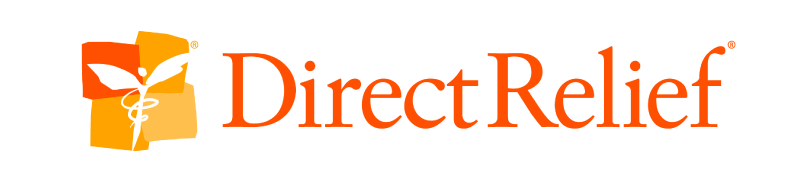 Direct Relief logo with orange text and emblem