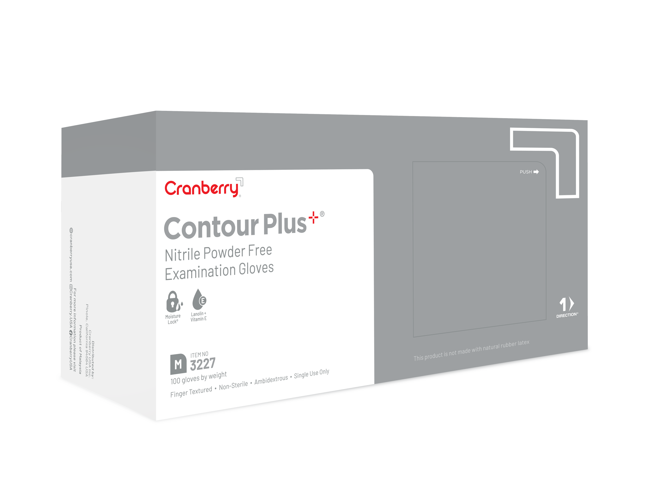 Box of Cranberry Contour Plus Nitrile Powder Free Examination Gloves
