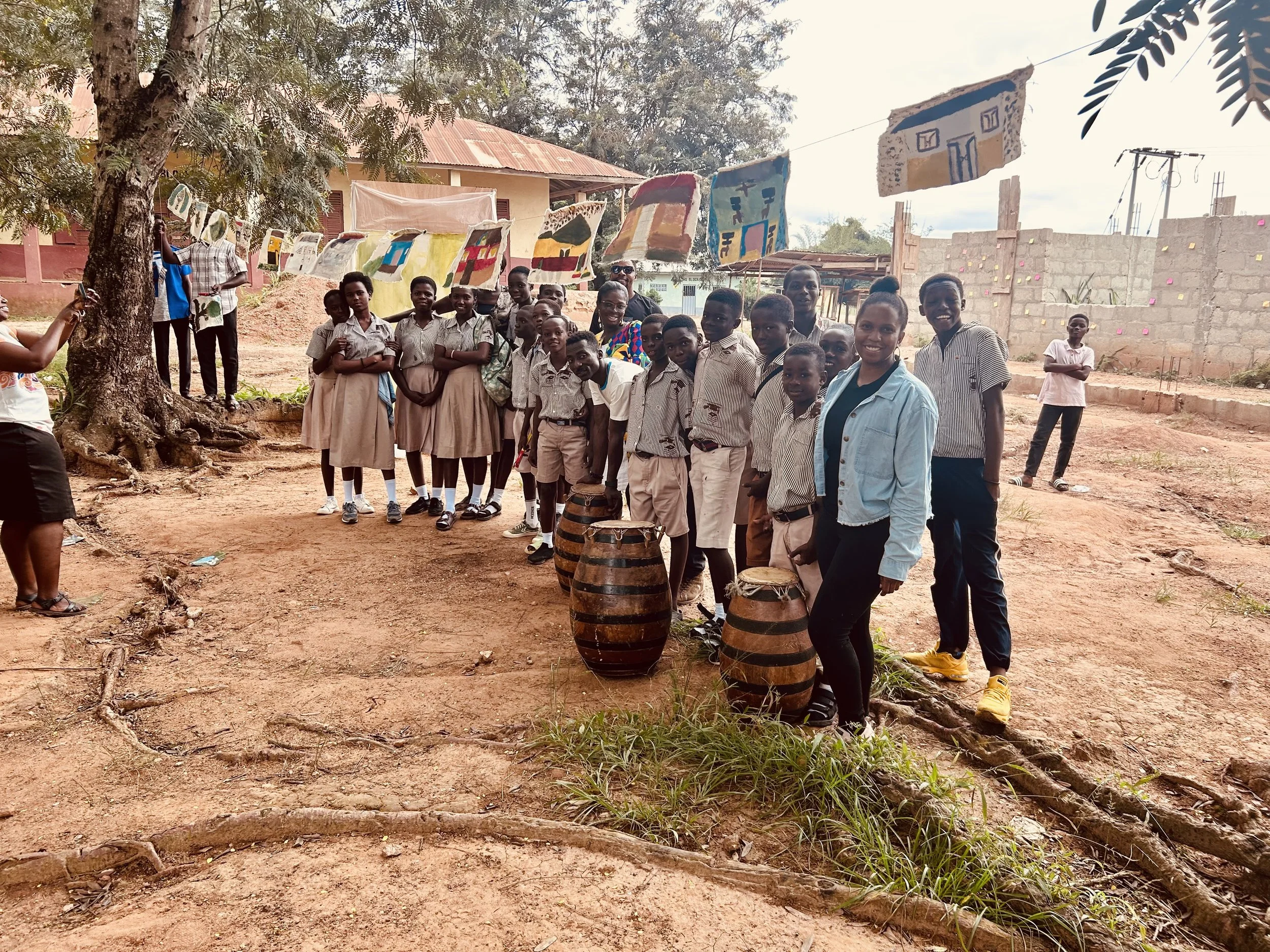 Dance and Art Class in front of construction site