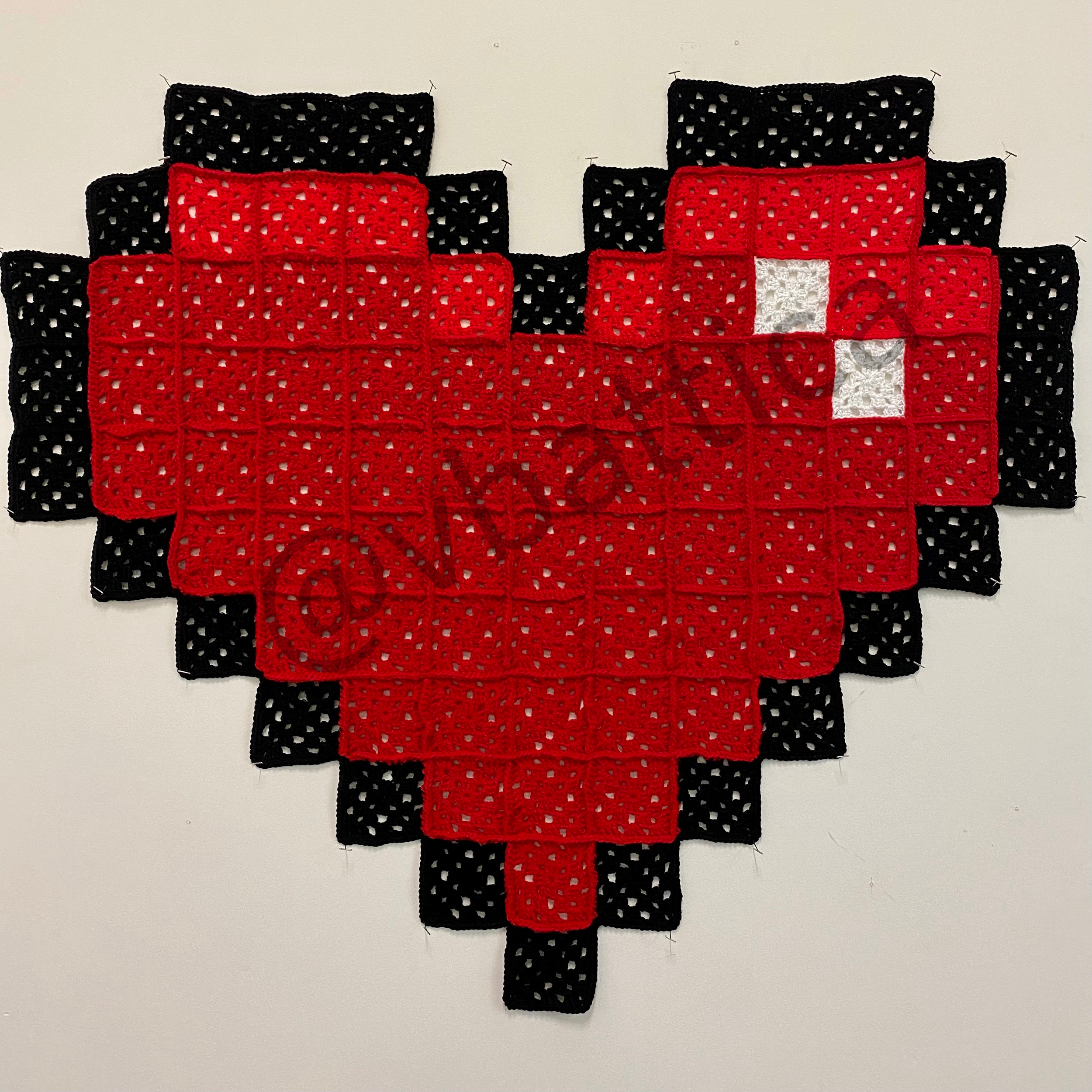 1-2-2022, Crochet granny square heart completed