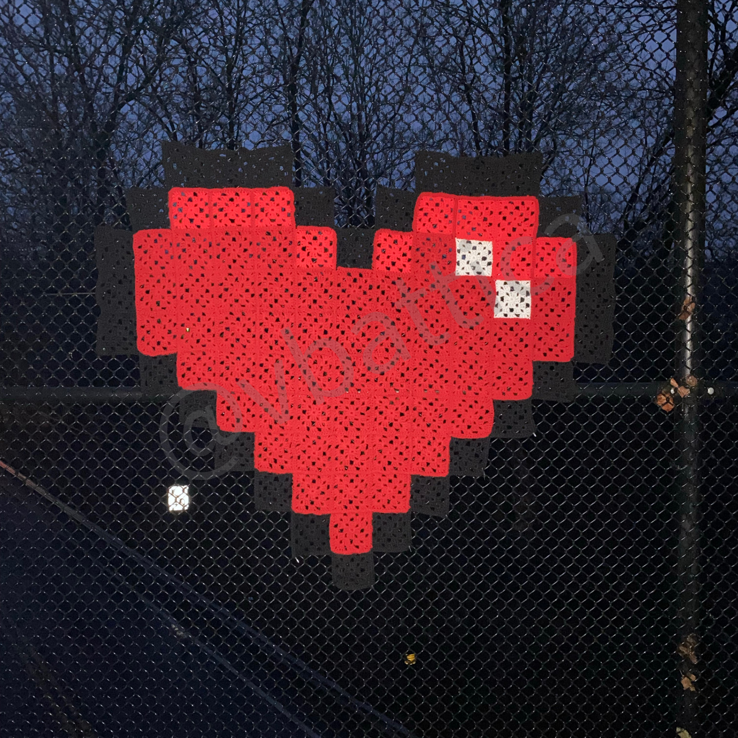 1-2-2022, Big Warm Love installed on pedestrian bridge above 452