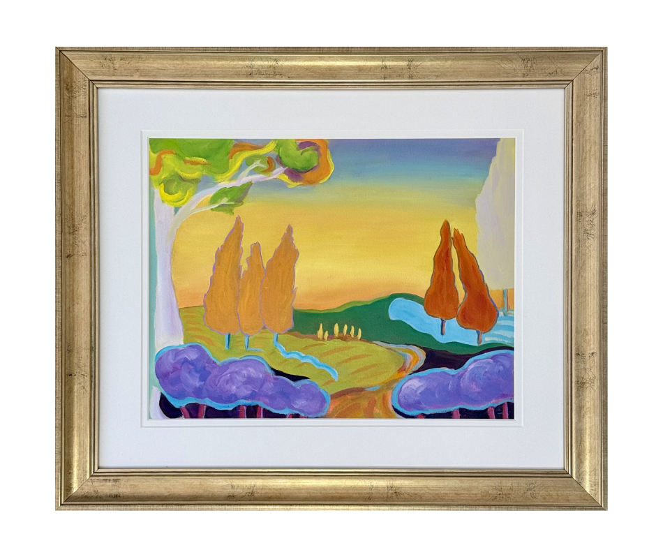 The Olive Root Remembers, 2025, oil on paper, 300 lb. Arches
10 x 12 1⁄2 inches unframed
17 1⁄2 x 19 1⁄4 inches framed