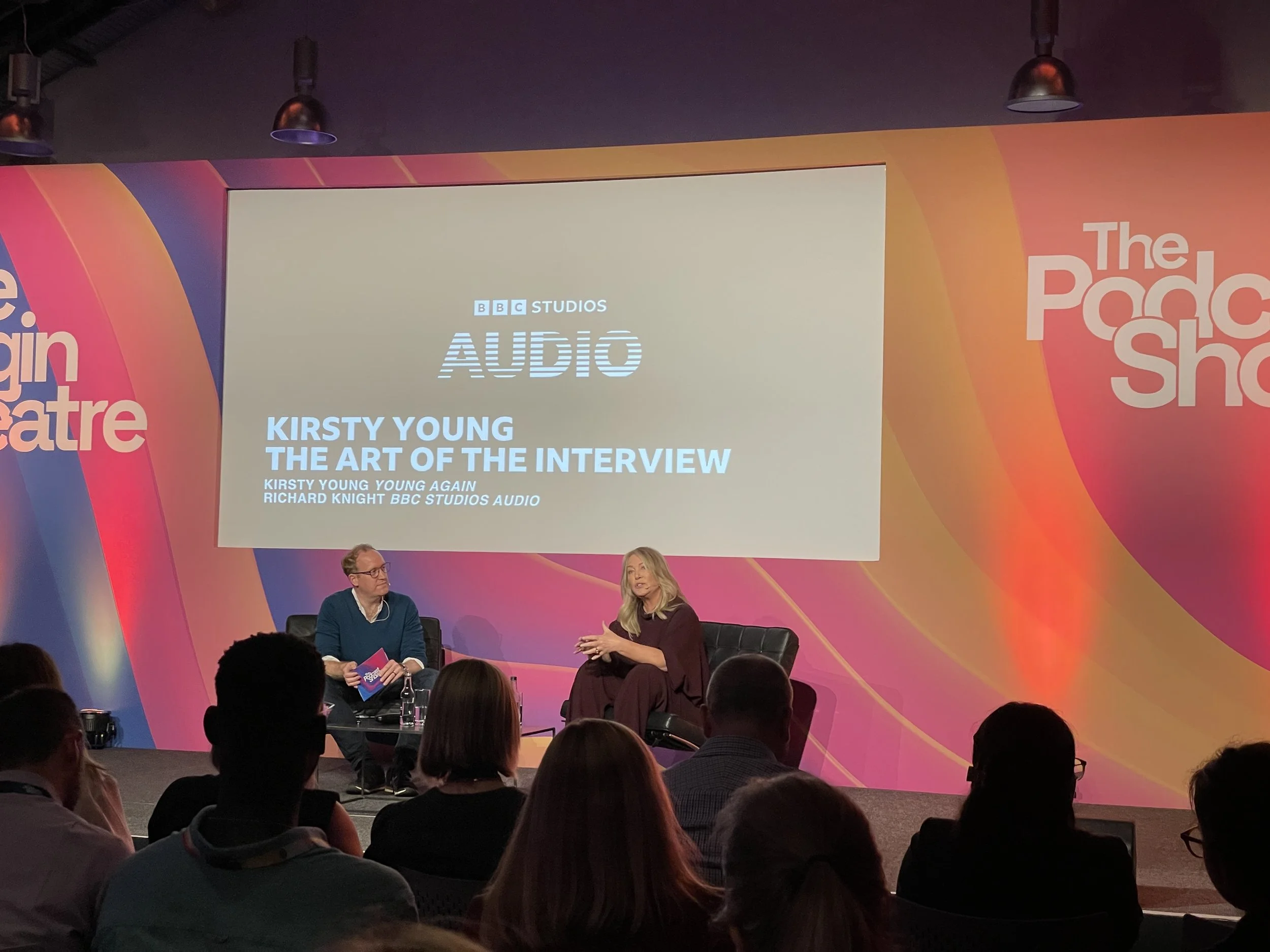 Kirsty Young on stage at The Podcast Show 2024