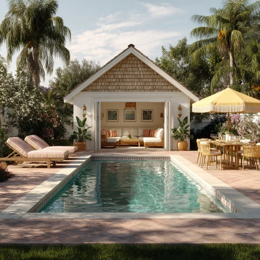 A Palm Beach pool house 🌸🌴🍊
Design by @_doma_design_  #DOMAdesign