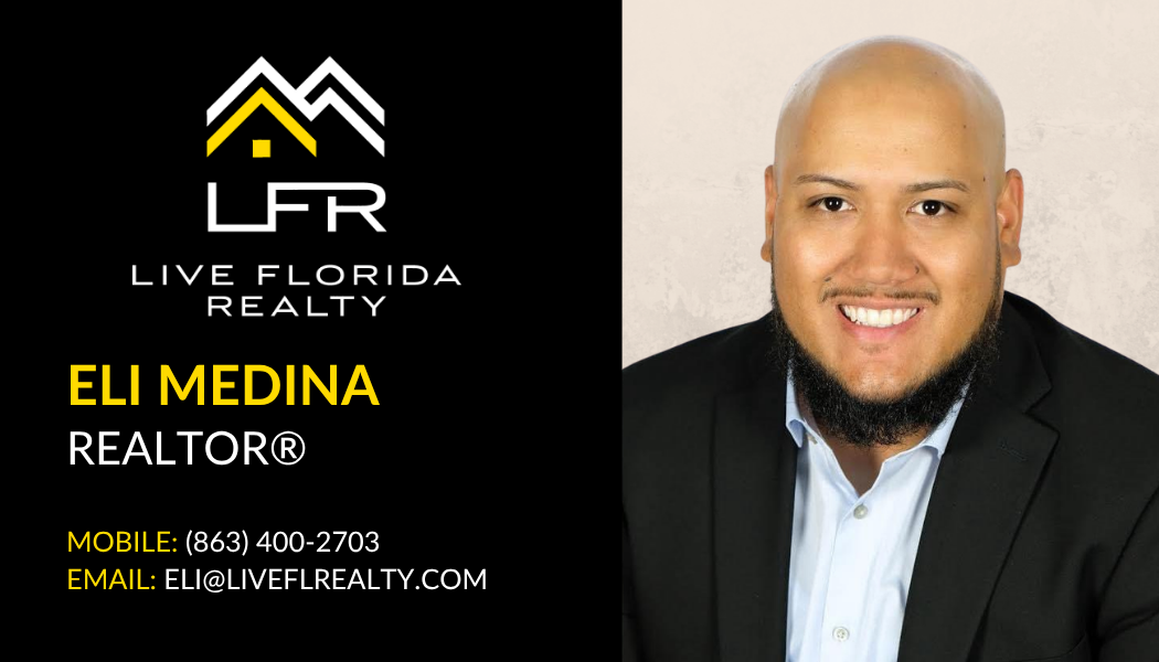 Digital business card for Eli Medina, Realtor at Live Florida Realty. Phone: 863-400-2703, Email: eli@liveflrealty.com