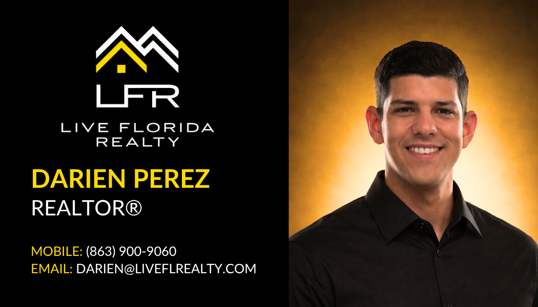 Digital business card for Darien Perez, Realtor at Live Florida Realty. Phone: (863) 900-9060, Email: darien@liveflrealty.com