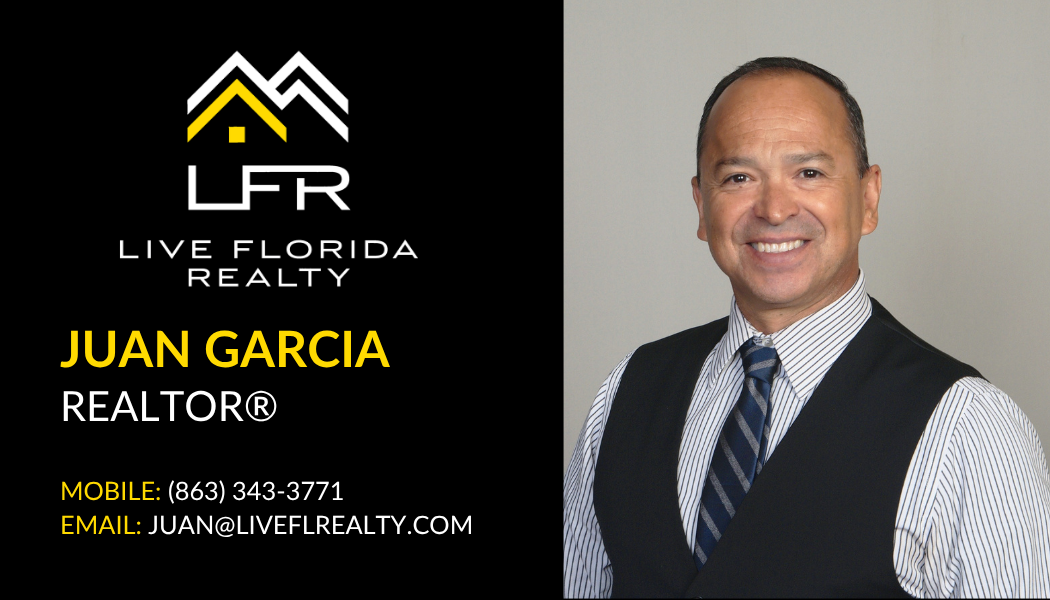Digital business card for Juan Garcia, Realtor at Live Florida Realty. Phone: 863-343-3771, Email: juan@liveflrealty.com