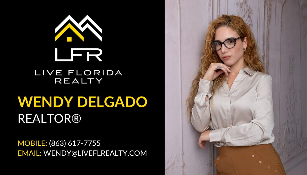Digital business card for Wendy Delgado, Realtor at Live Florida Realty. Phone: 863-617-7755, Email: wendy@liveflrealty.com