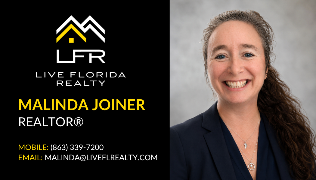 Digital business card for Malinda Joiner, Realtor at Live Florida Realty. Phone: (863) 339-7200, Email: malinda@liveflrealty.com