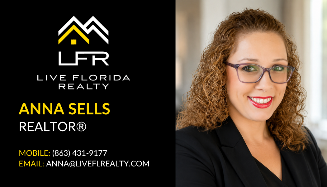 Digital business card for Anna Sells, Realtor at Live Florida Realty. Phone: (863) 431-9177, Email: anna@liveflrealty.com